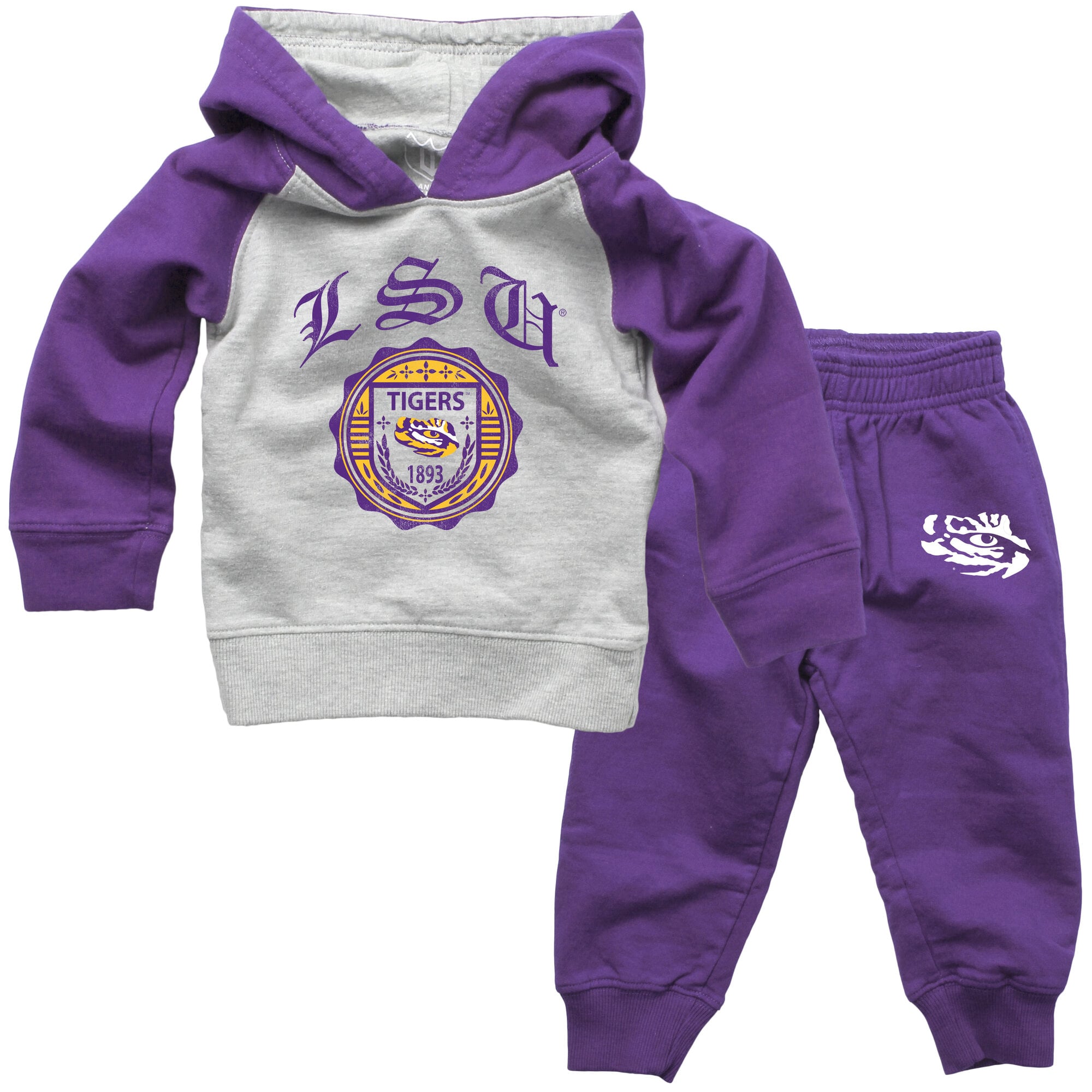 Infant Wes & Willy Purple LSU Tigers Raglan Hoodie and Sweatpants Set