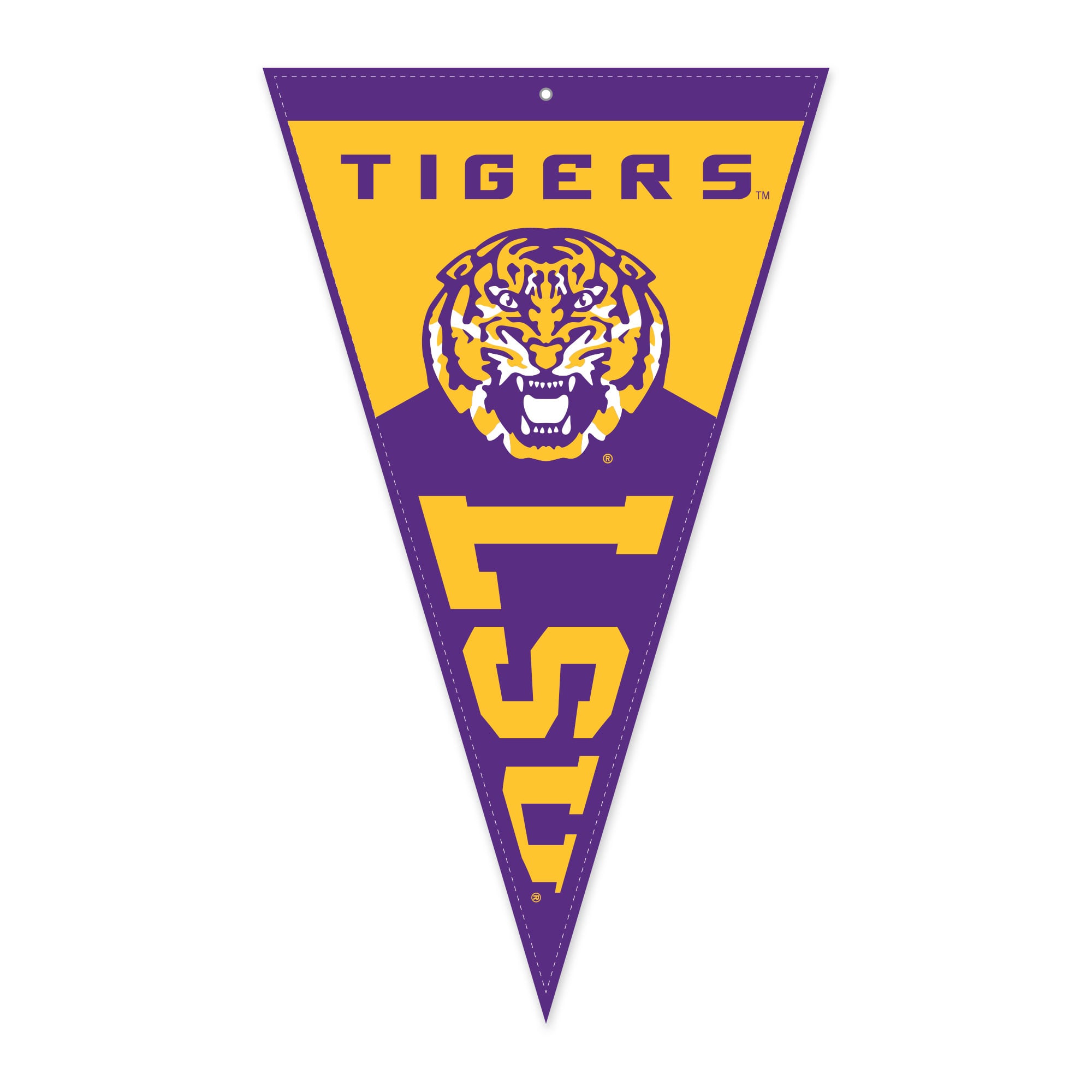 Serviette de golf Jardine LSU Tigers en forme de fanion, 40,6 x 68,6 cm, avec pince magnétique