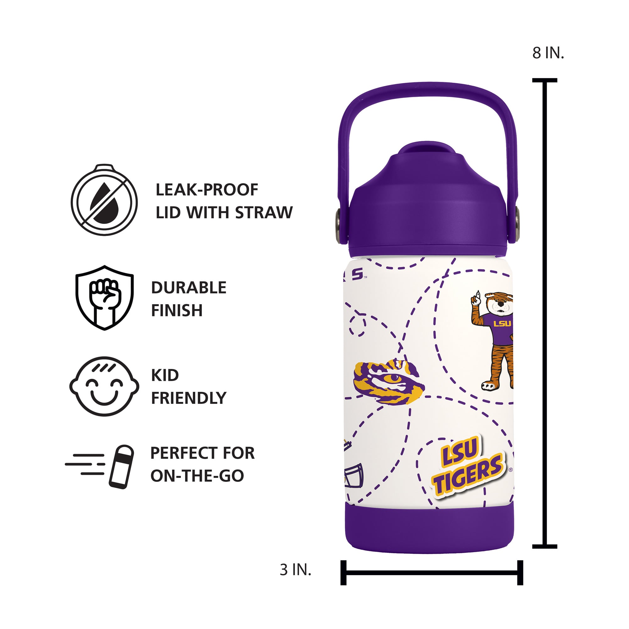 Bouteille à l'effigie de la mascotte des LSU Tigers (Logo Brands), 355 ml