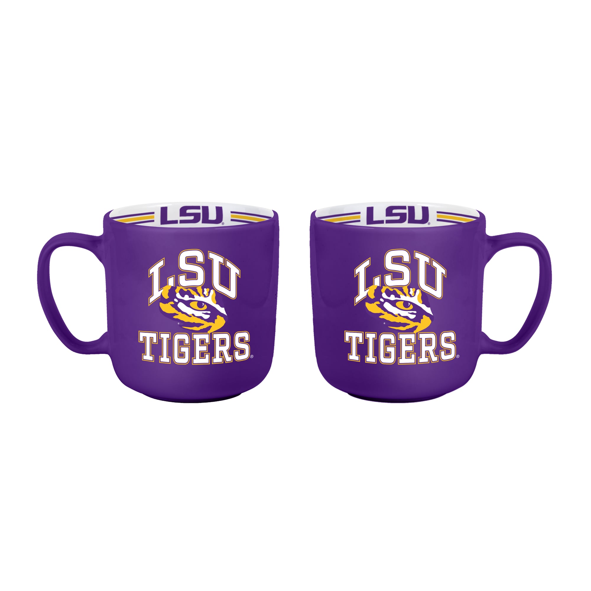 Logo Brands LSU Tigers Two-Piece 15oz. Stripe Mug Set