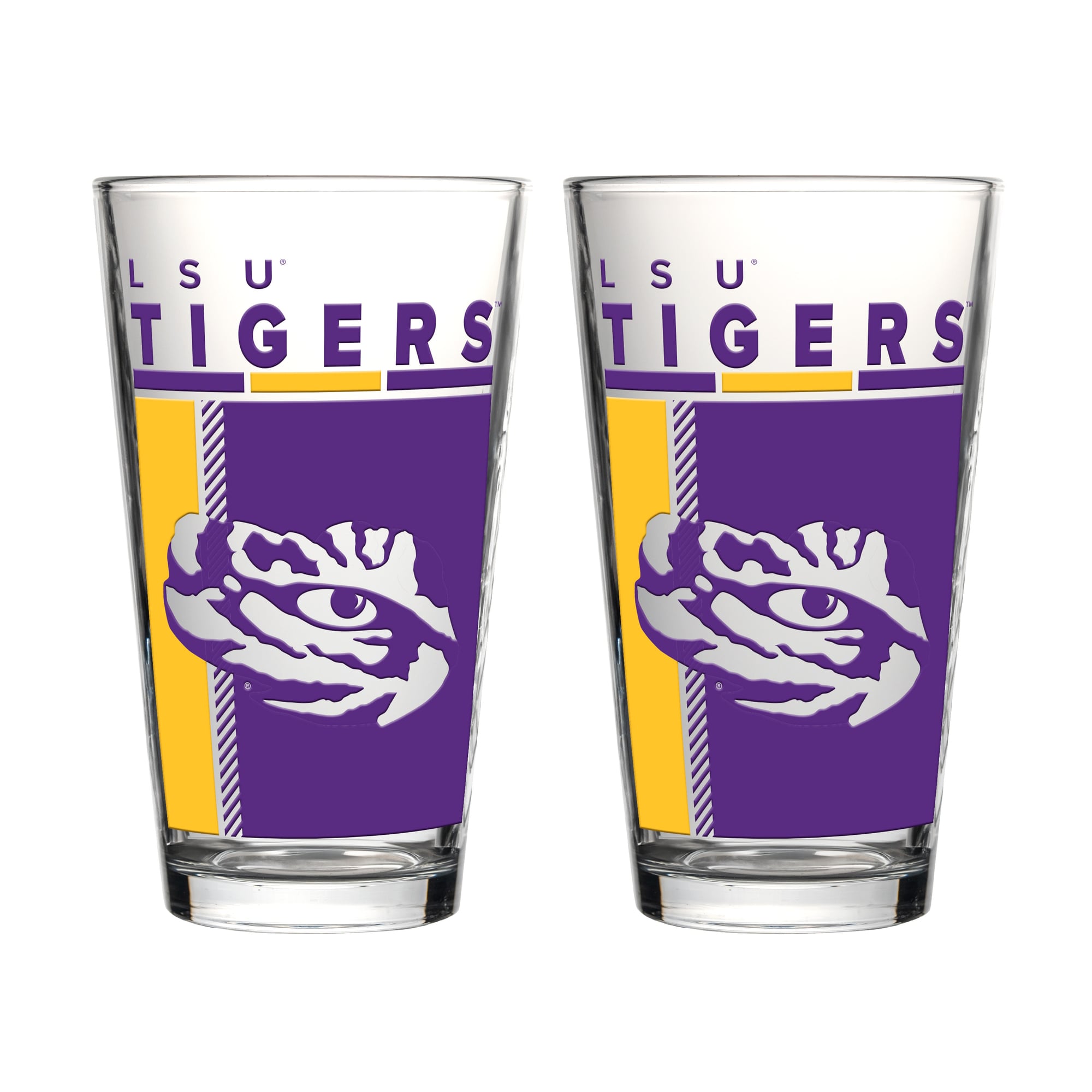 Ensemble de deux verres à bière de 473 ml (16 oz) Logo Brands LSU Tigers