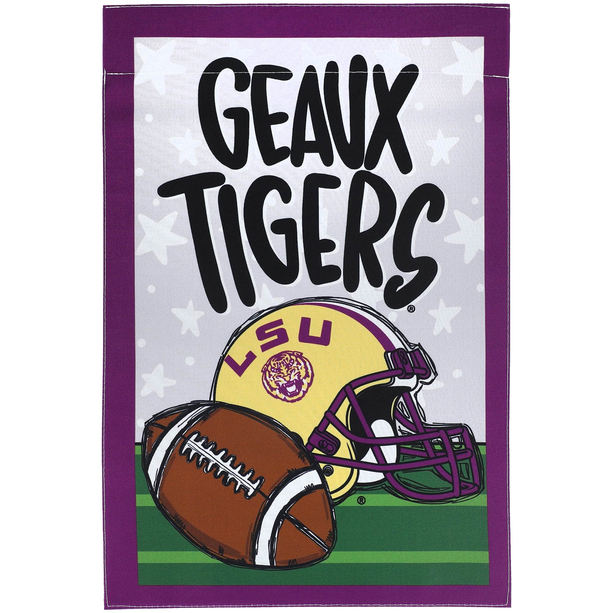 Drapeau de jardin LSU Tigers (casque et ballon) 30 x 45 cm