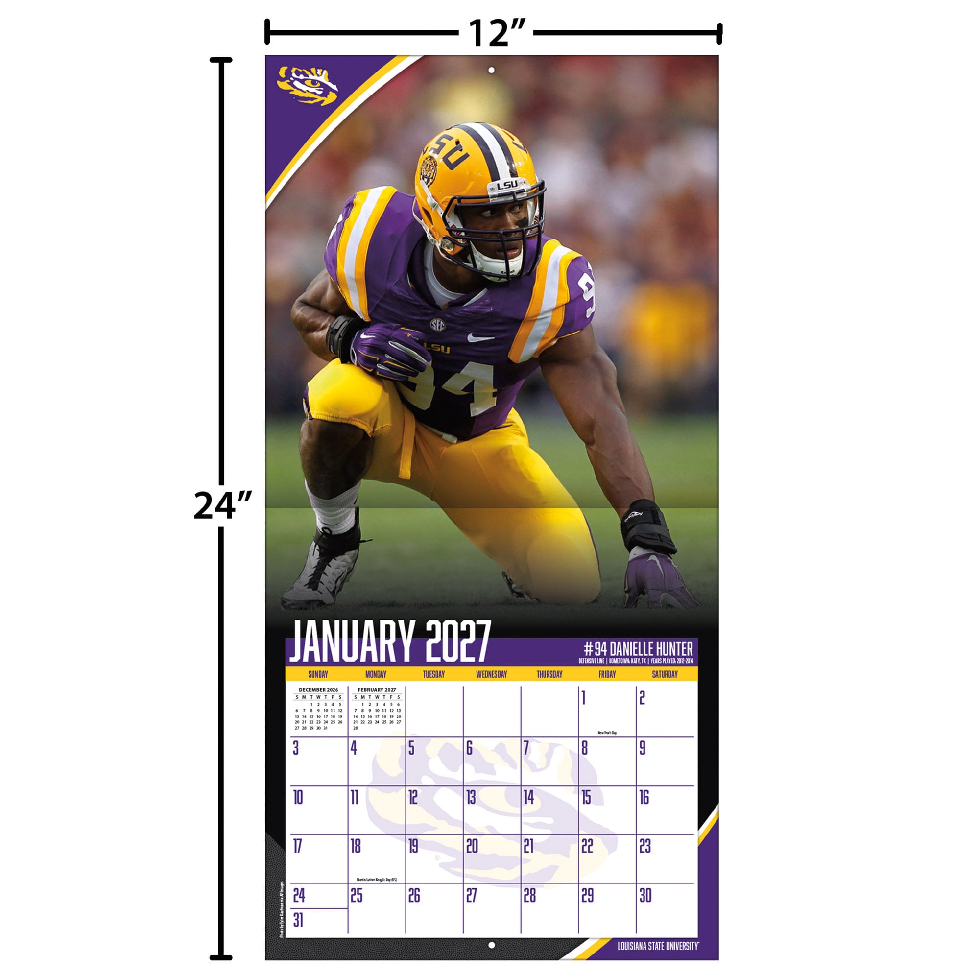 LSU Tigers 2027 12” x 12” Team Wall Calendar