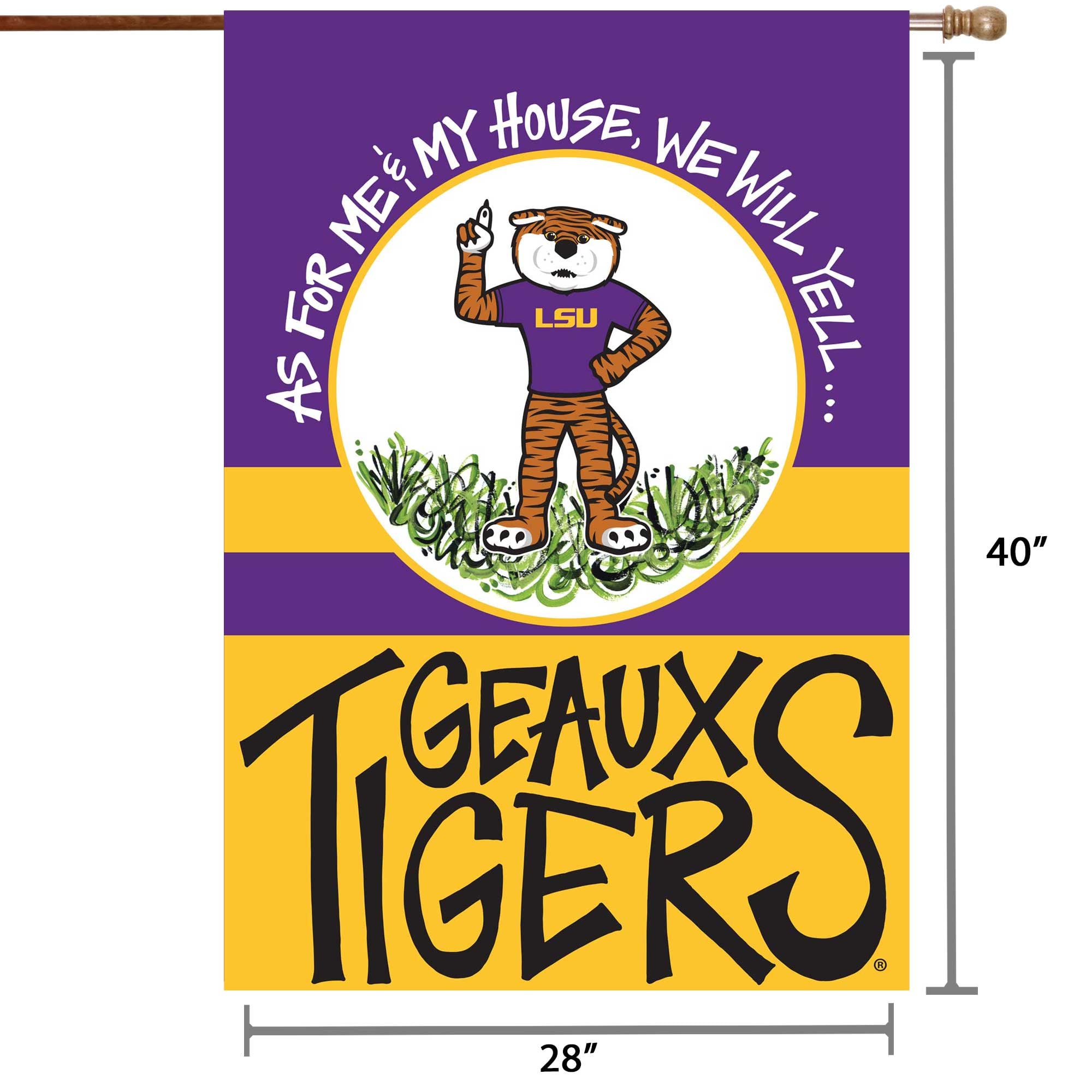 Drapeau de maison double face LSU Tigers 28" x 40"