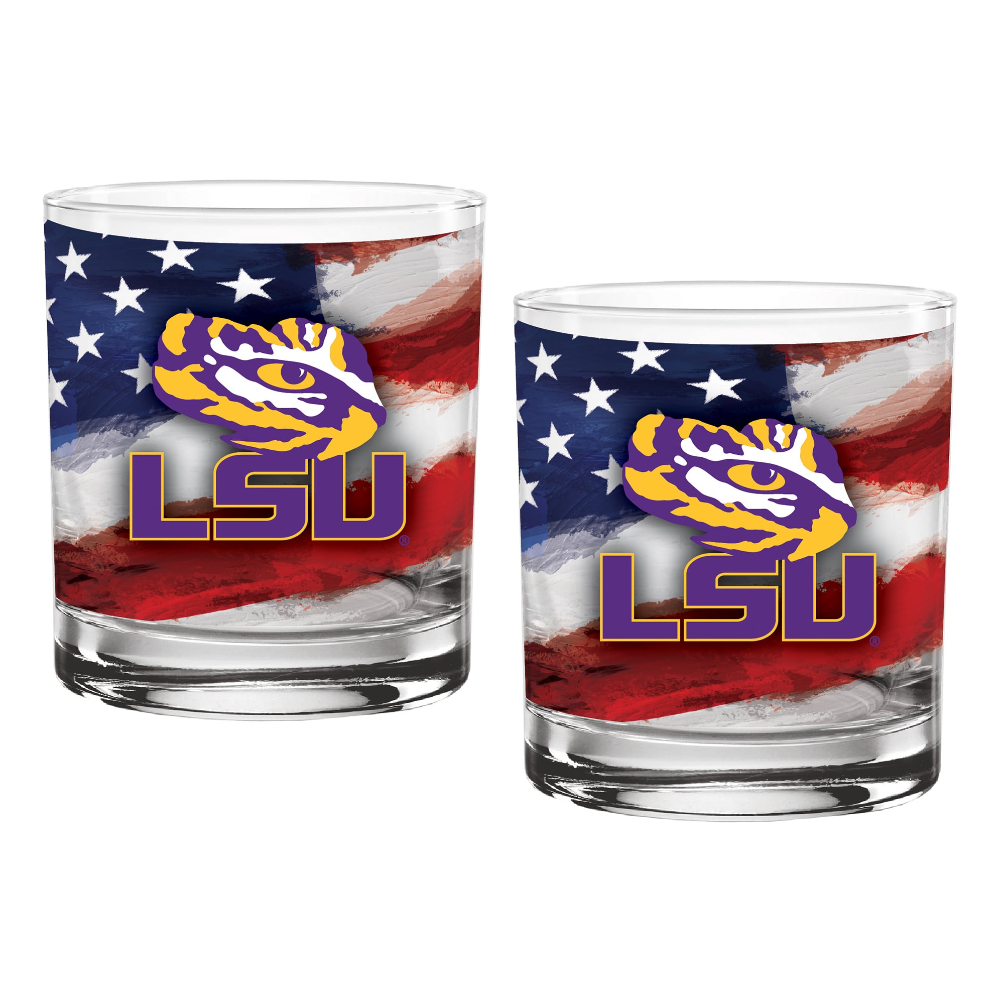 LSU Tigers Two-Pack 14oz. Americana Rocks Glass Set