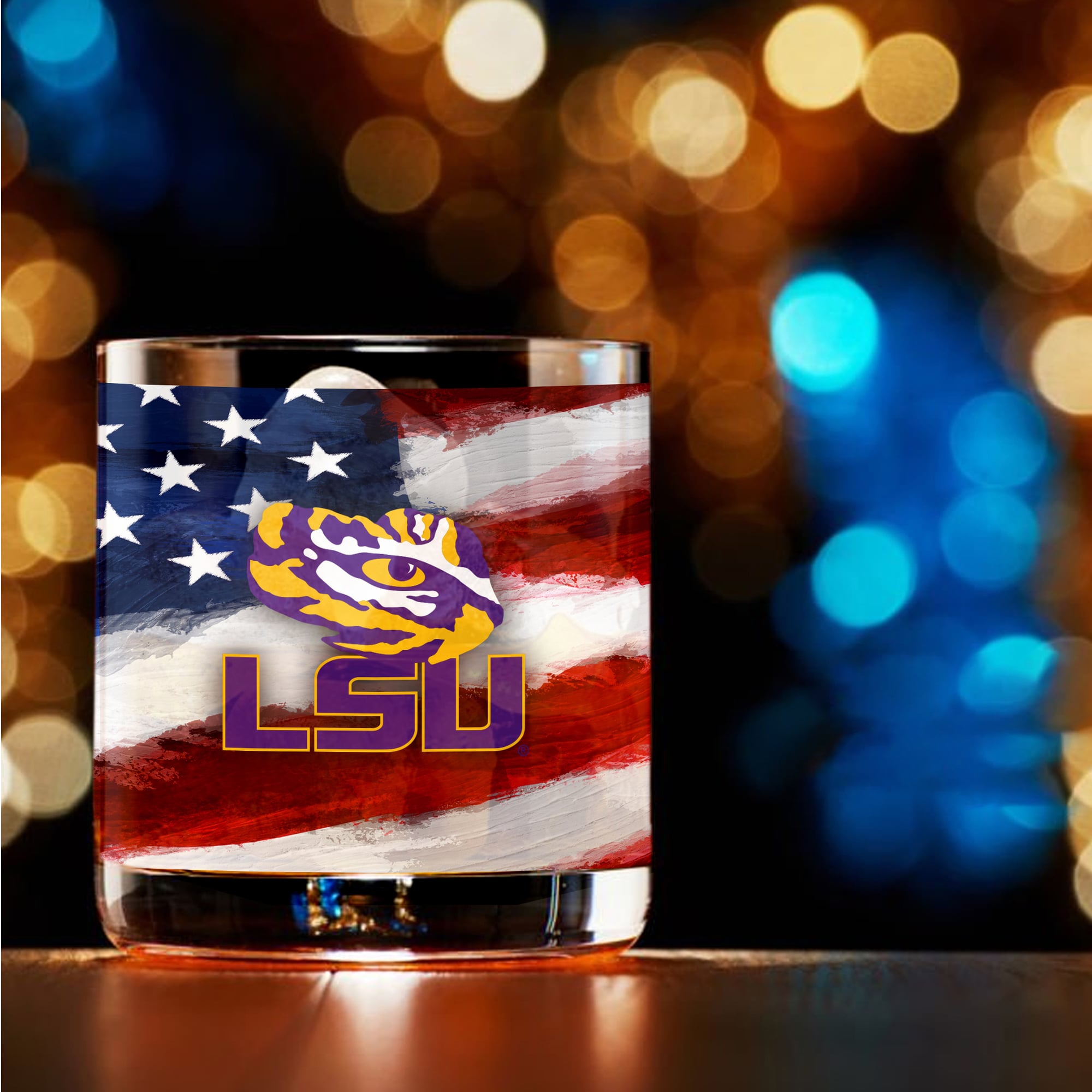 LSU Tigers Two-Pack 14oz. Americana Rocks Glass Set