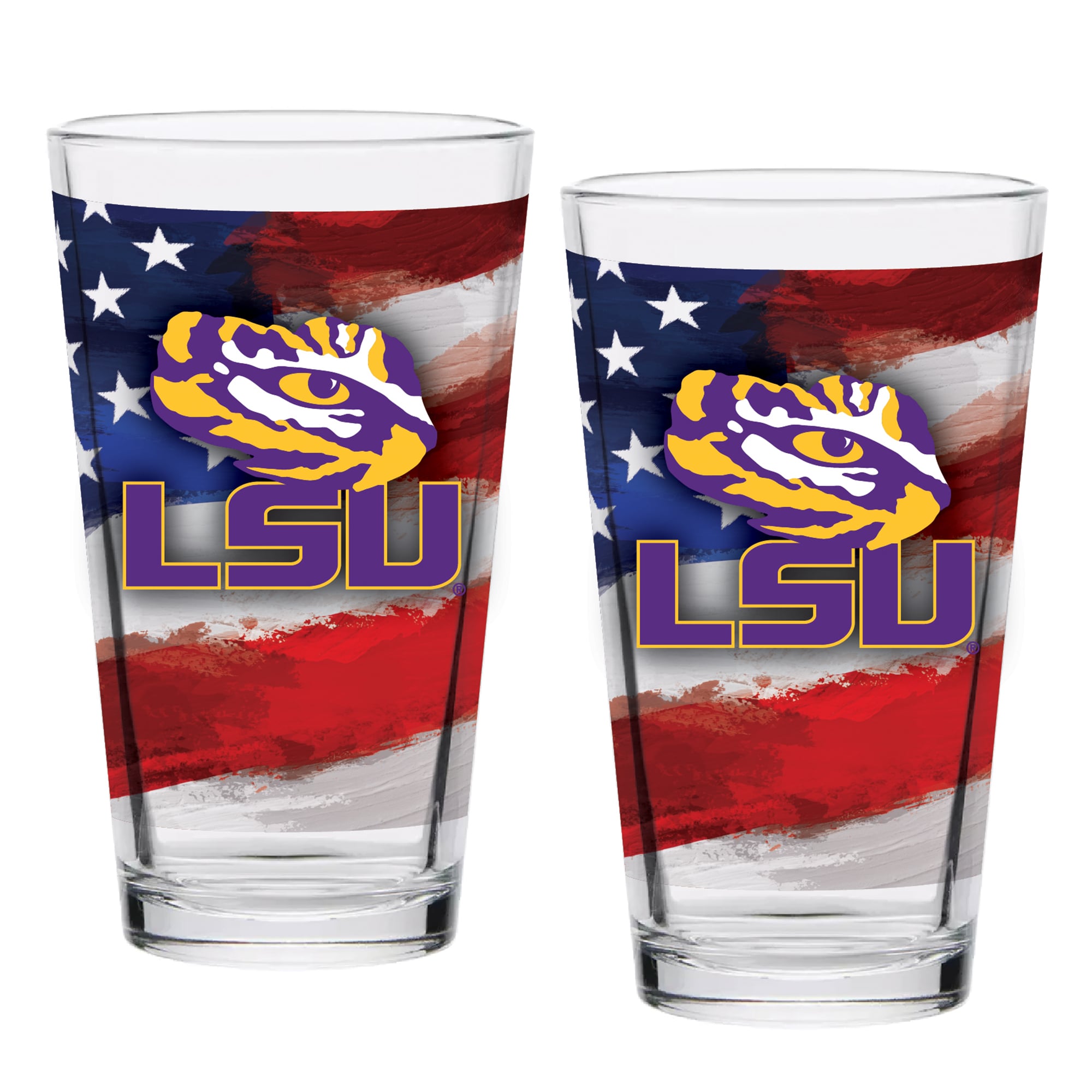 LSU Tigers  Two-Pack 16oz. Americana Pint Glass Set