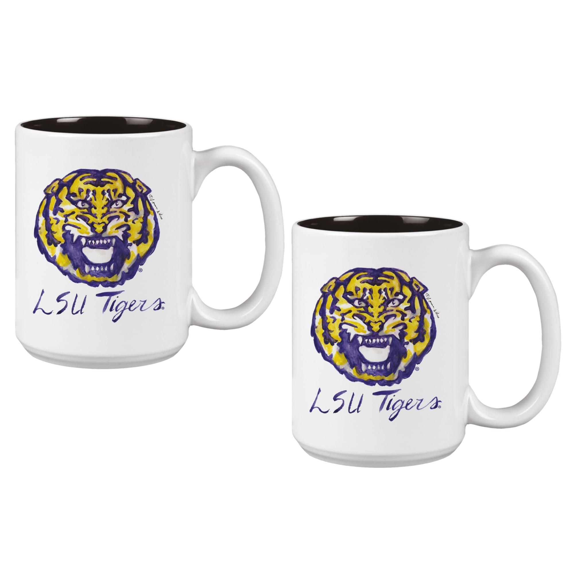 Ensemble de deux tasses LSU Tigers de 44 cl (15 oz) à l'effigie de la mascotte Laura Wilcox