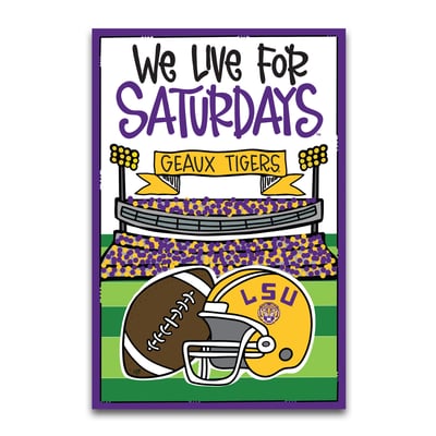 Drapeau de jardin LSU Tigers « We Live For Saturdays » (30 x 45 cm)