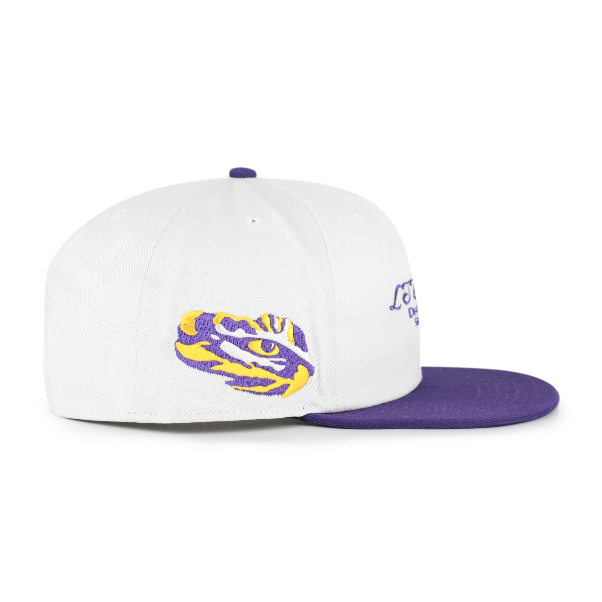 Men's '47 White/Purple LSU Tigers Script Stack Relaxed Captain Adjustable Hat