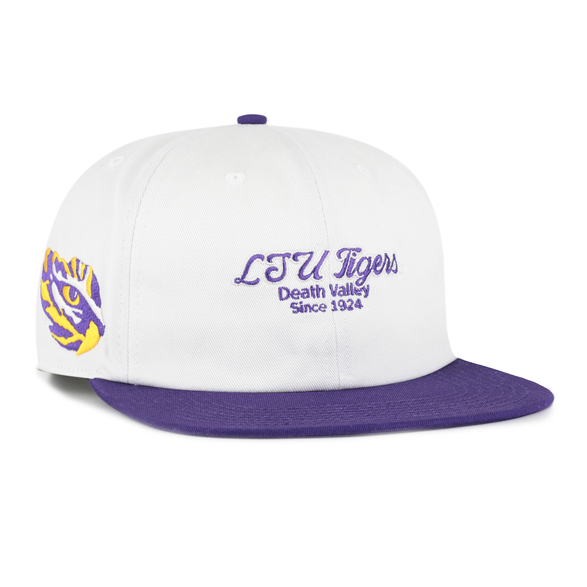 Men's '47 White/Purple LSU Tigers Script Stack Relaxed Captain Adjustable Hat