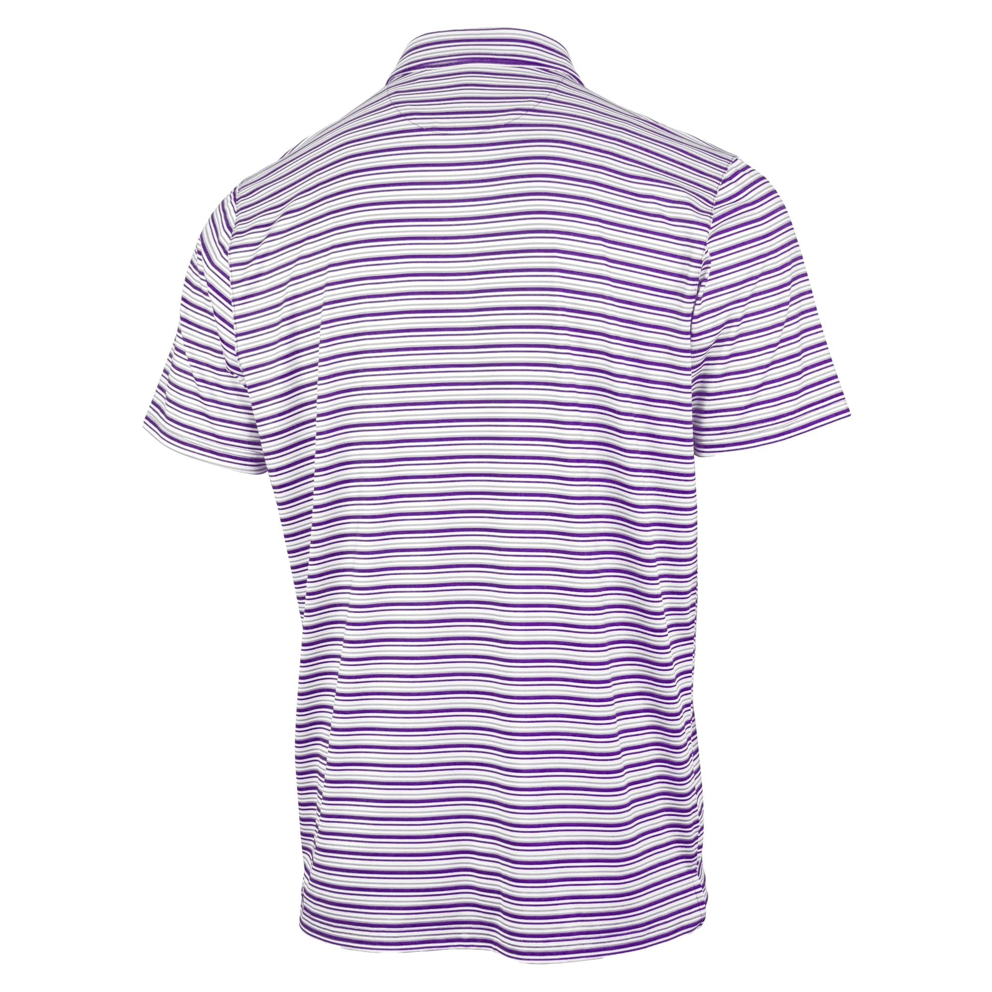 Polo Antigua violet à rayures spatiales pour homme, modèle LSU Tigers.