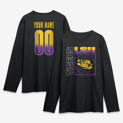 LSU Tigers  Home Field Pop Personalized Any Name & Number Long Sleeve T-Shirt - Black