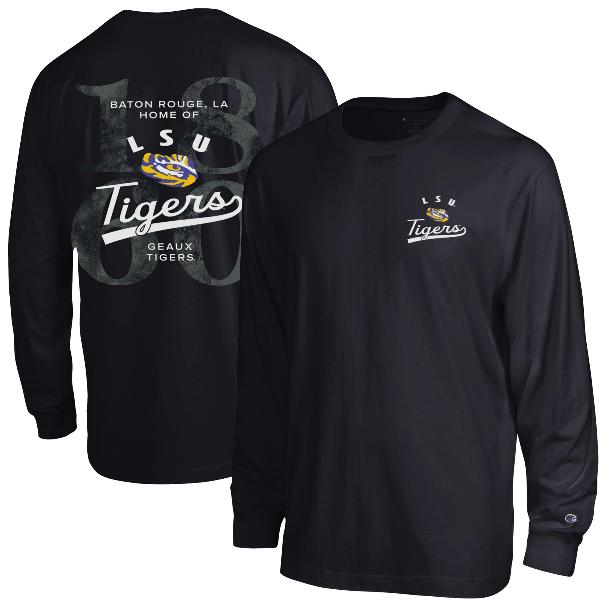 Men's Champion Black LSU Tigers Laminated All-Star Long Sleeve T-Shirt