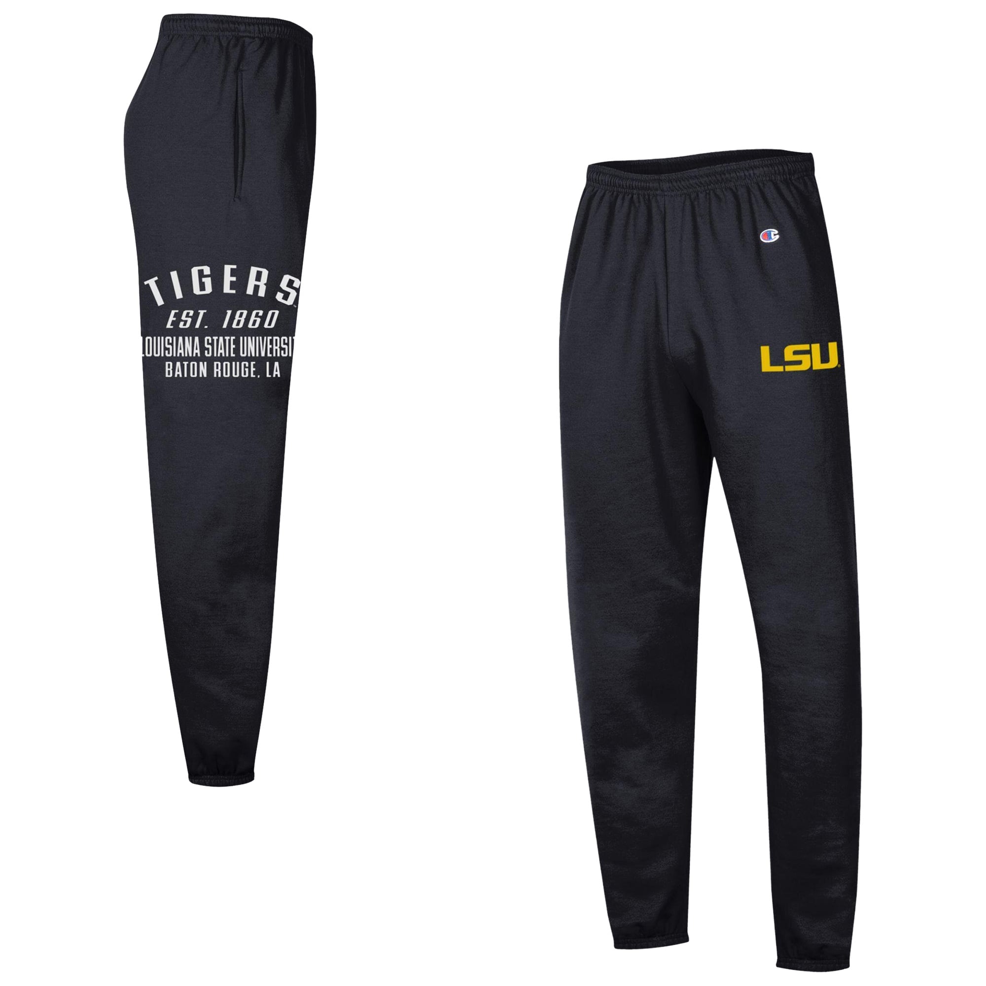Men's Champion Black LSU Tigers Powerblend Banded Fleece Sweatpants