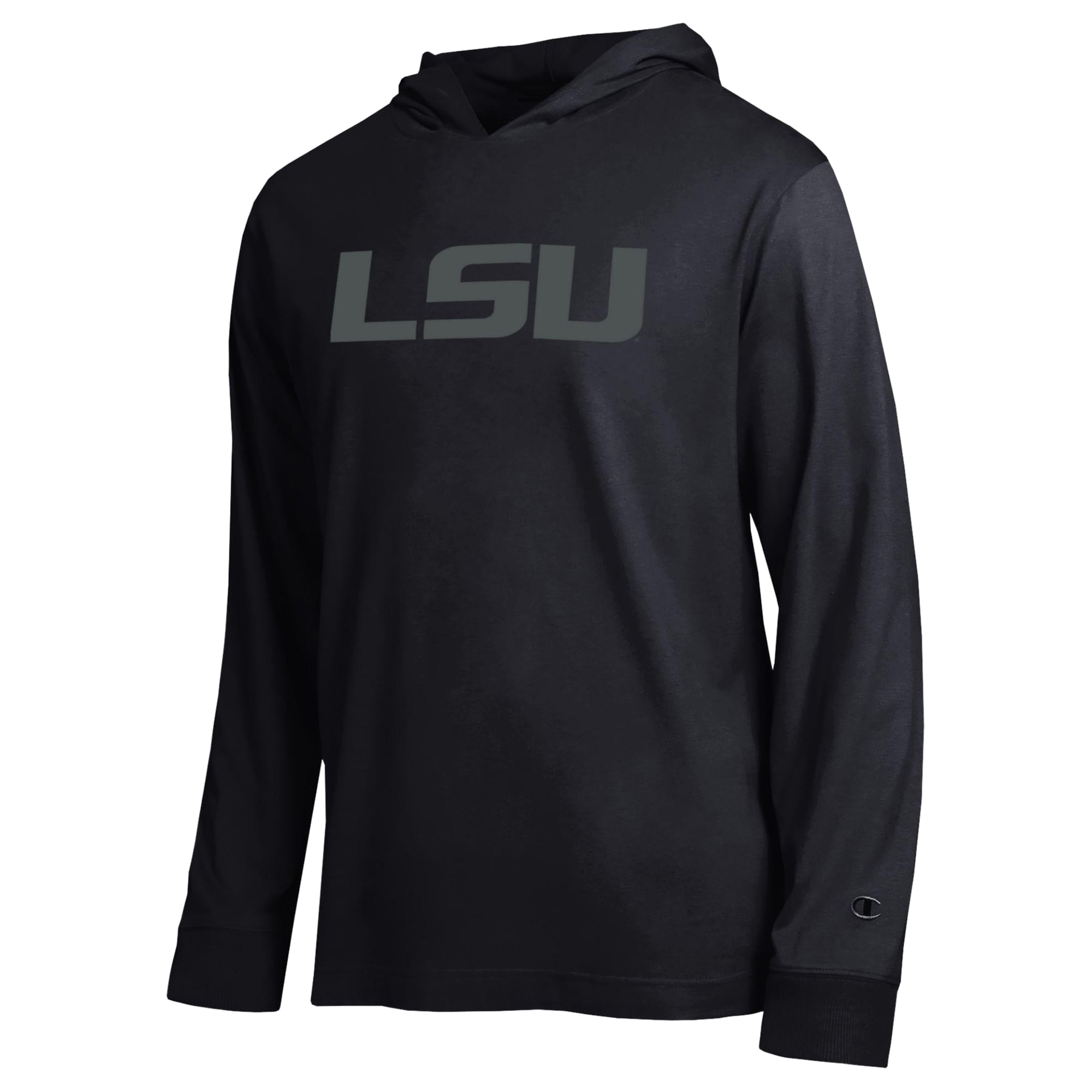 T-shirt à capuche manches longues Champion noir pour homme, modèle All-Star des LSU Tigers.