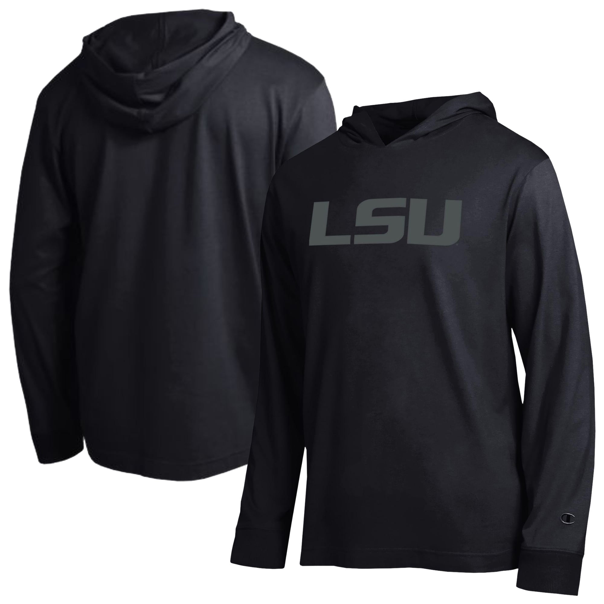 T-shirt à capuche manches longues Champion noir pour homme, modèle All-Star des LSU Tigers.