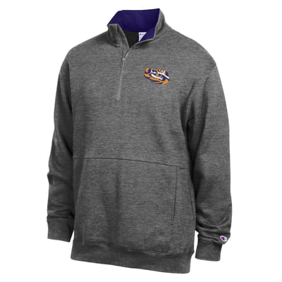 Pull-over polaire à col zippé LSU Tigers Champion - Gris anthracite
