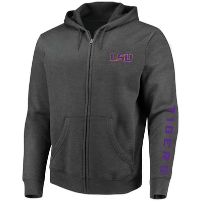 LSU Tigers Champion Big & Tall Full-Zip Hoodie - Heather Charcoal