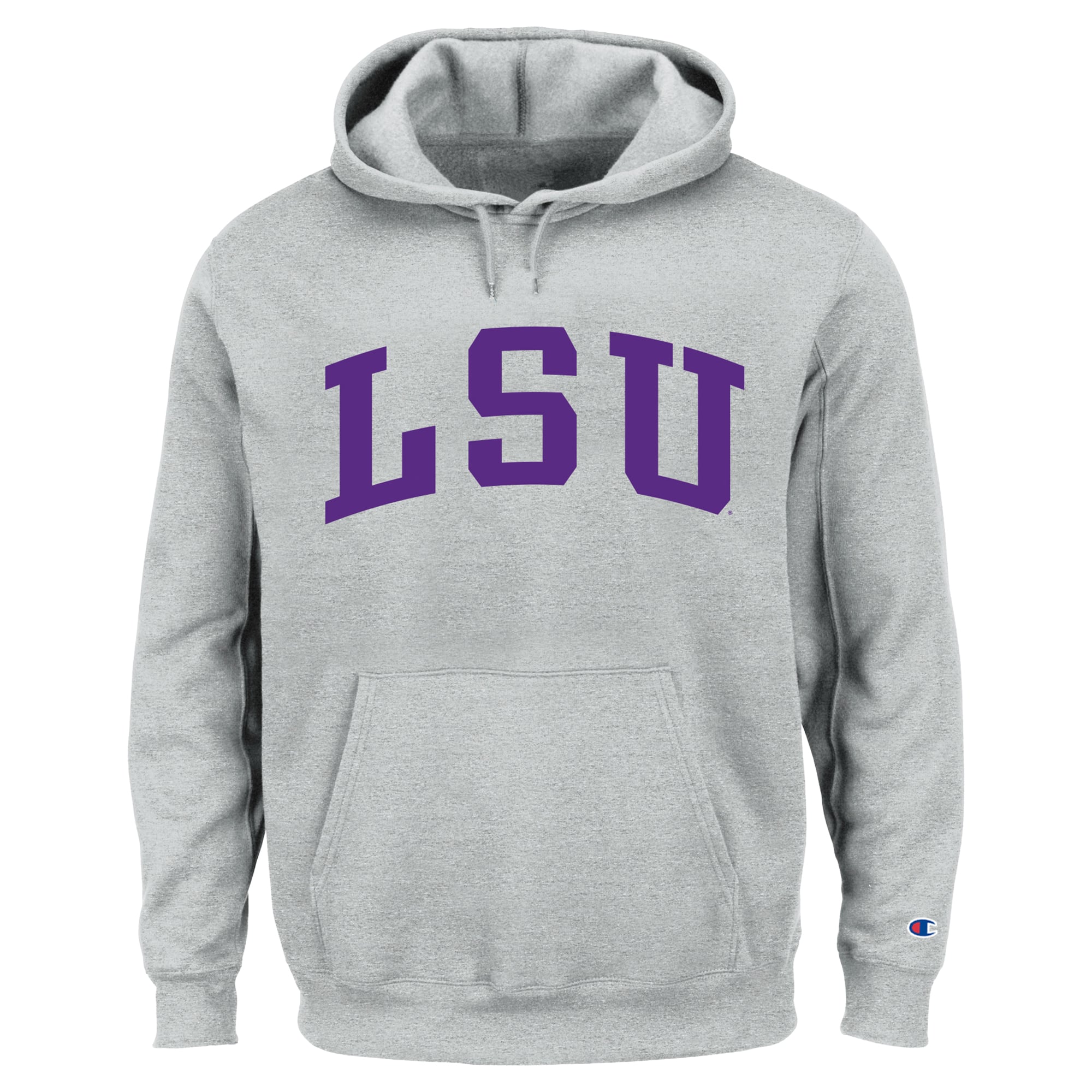 Sweat à capuche en polaire Reverse Weave gris chiné Champion pour homme, grandes tailles, LSU Tigers