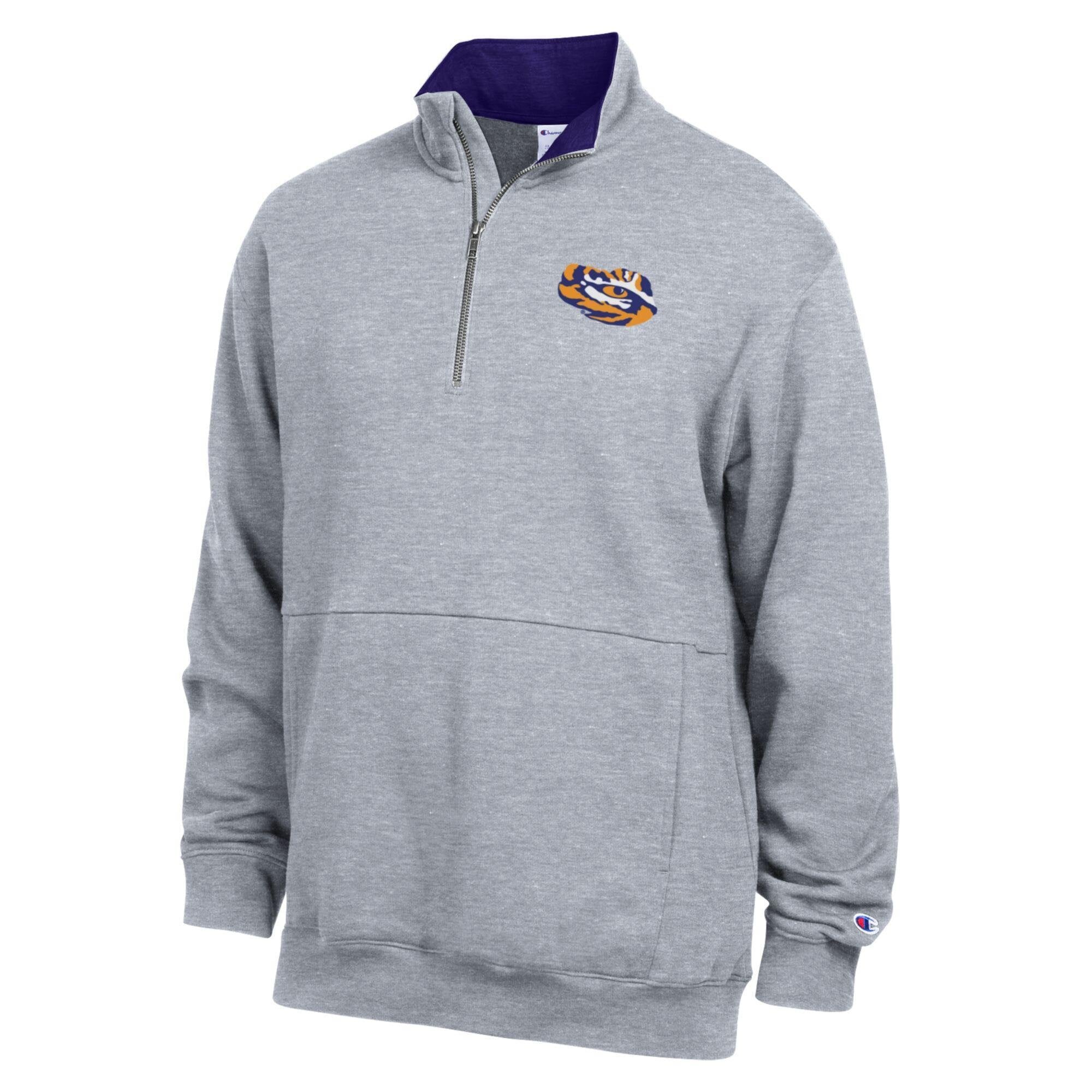 Pull-over à col zippé en polaire Champion violet LSU Tigers pour homme
