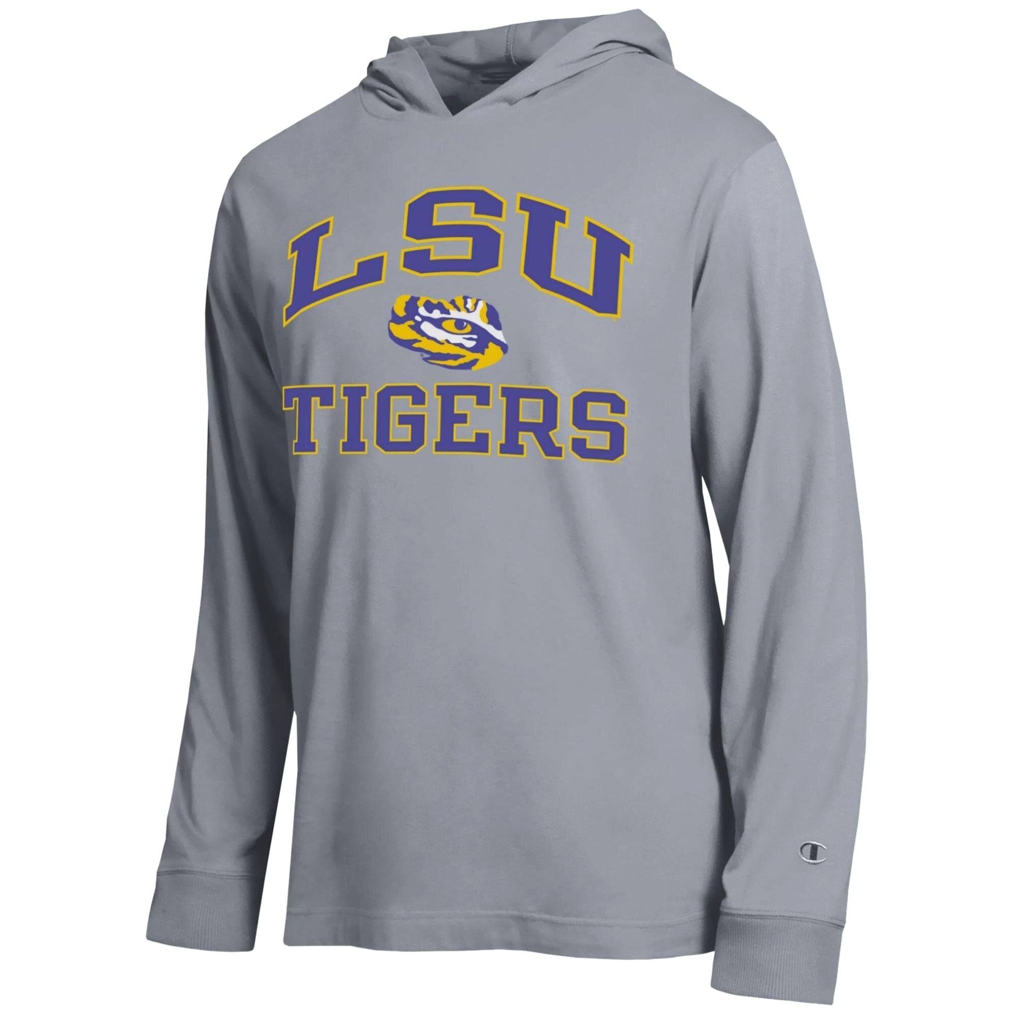 Men's Champion Heather Gray LSU Tigers High Motor All-Star Long Sleeve Hooded T-Shirt
