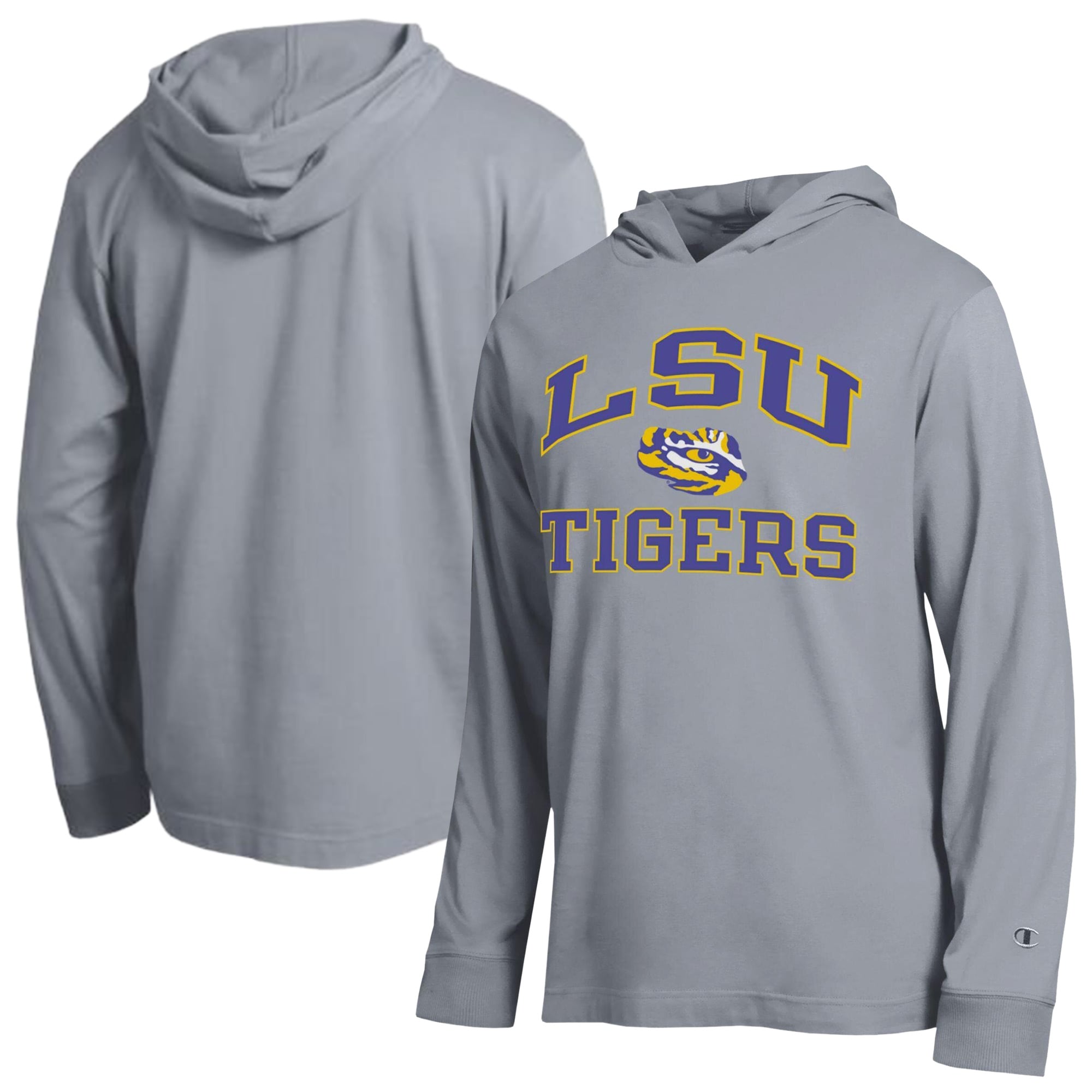 Men's Champion Heather Gray LSU Tigers High Motor All-Star Long Sleeve Hooded T-Shirt