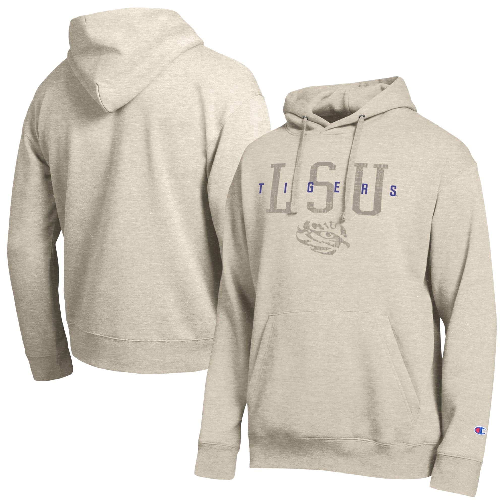 Men's Champion Oatmeal LSU Tigers All-Star Neutral Stack Hoodie