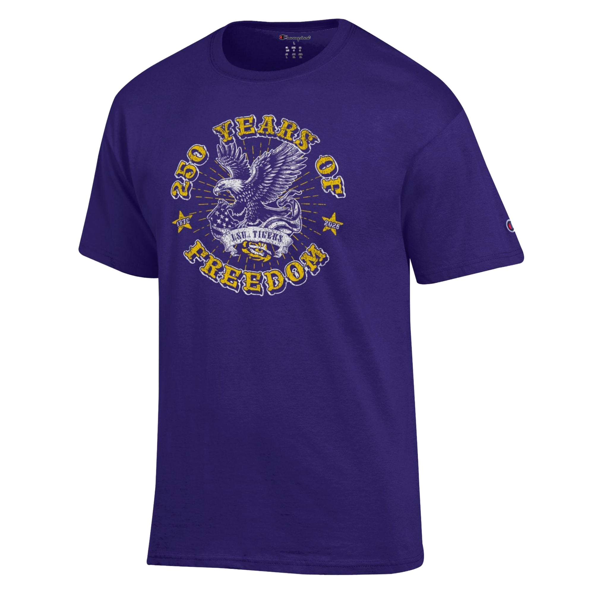 Men's Champion Purple LSU Tigers Americana 250 Years of Freedom Tonal T-Shirt