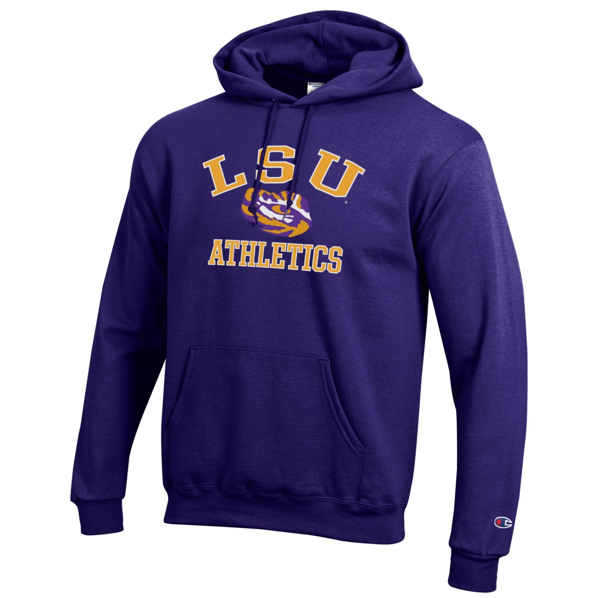 Men's Champion Purple LSU Tigers Athletics Logo Pullover Hoodie