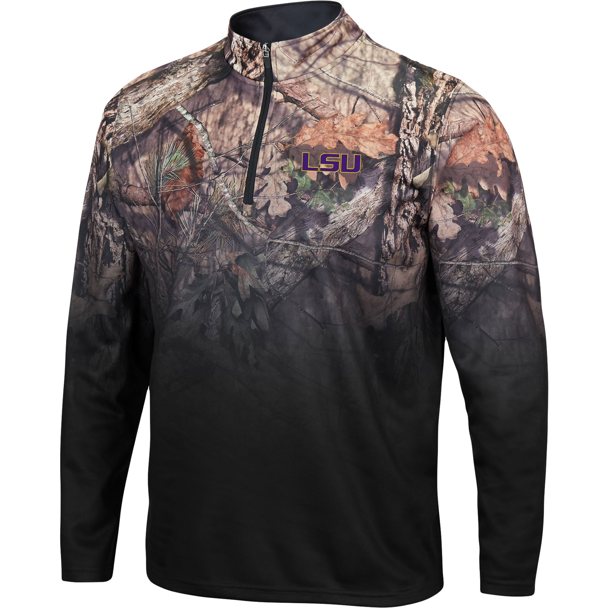 Men's Colosseum Black LSU Tigers Mossy Oak Fleet II Quarter-Zip Jacket