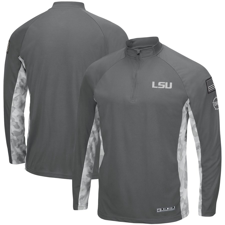 Oht Raglan Gray Men's Colosseum Gray/Camo LSU Tigers OHT Military Appreciation Swoop ...