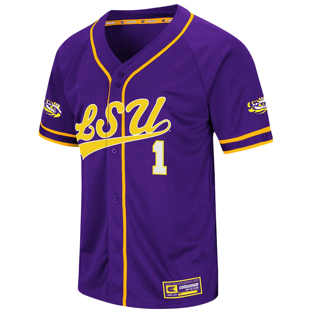 Men's Colosseum Purple LSU Tigers Turf 'n' Turf Baseball Jersey