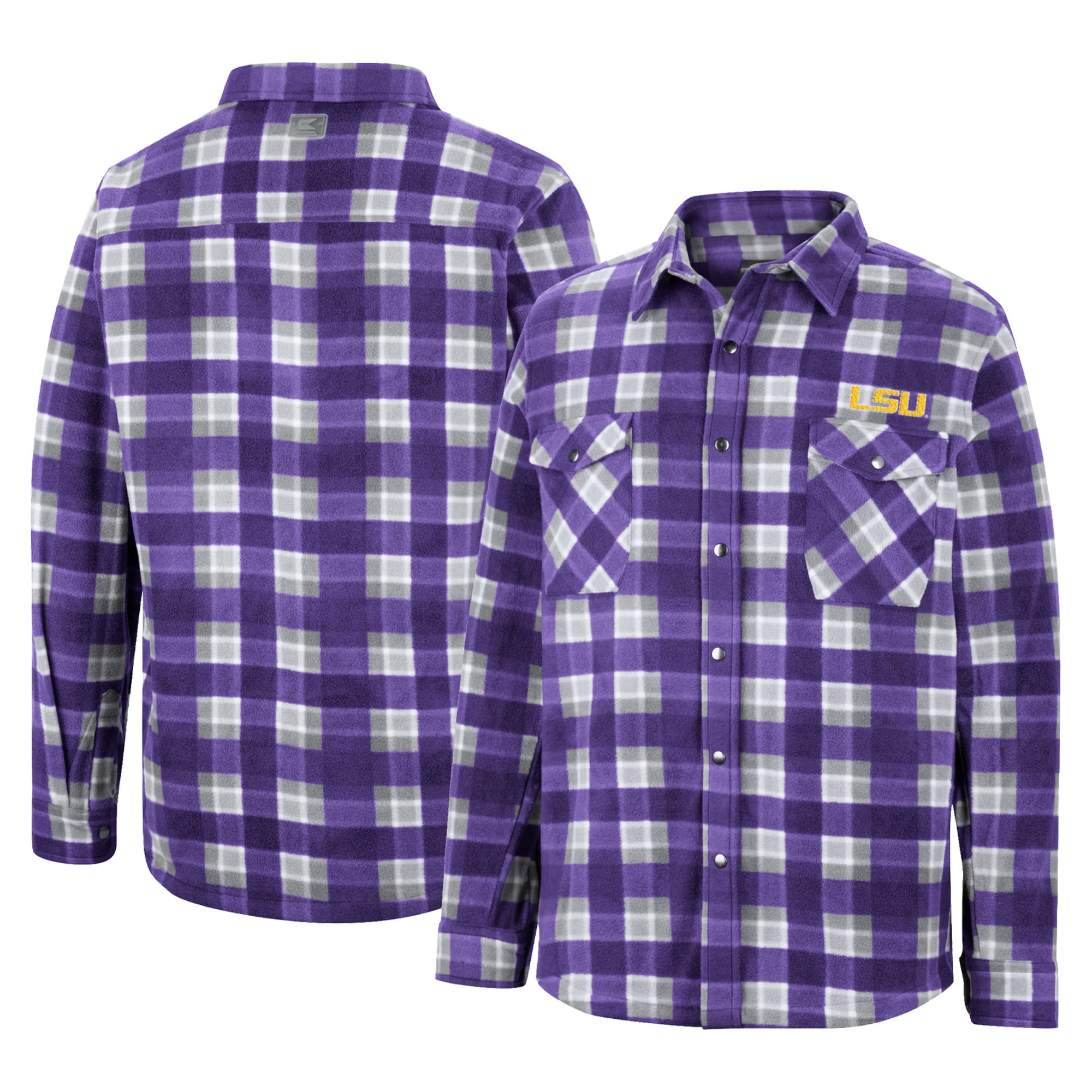 Men's Colosseum Purple/White LSU Tigers Ellis Plaid Full-Snap