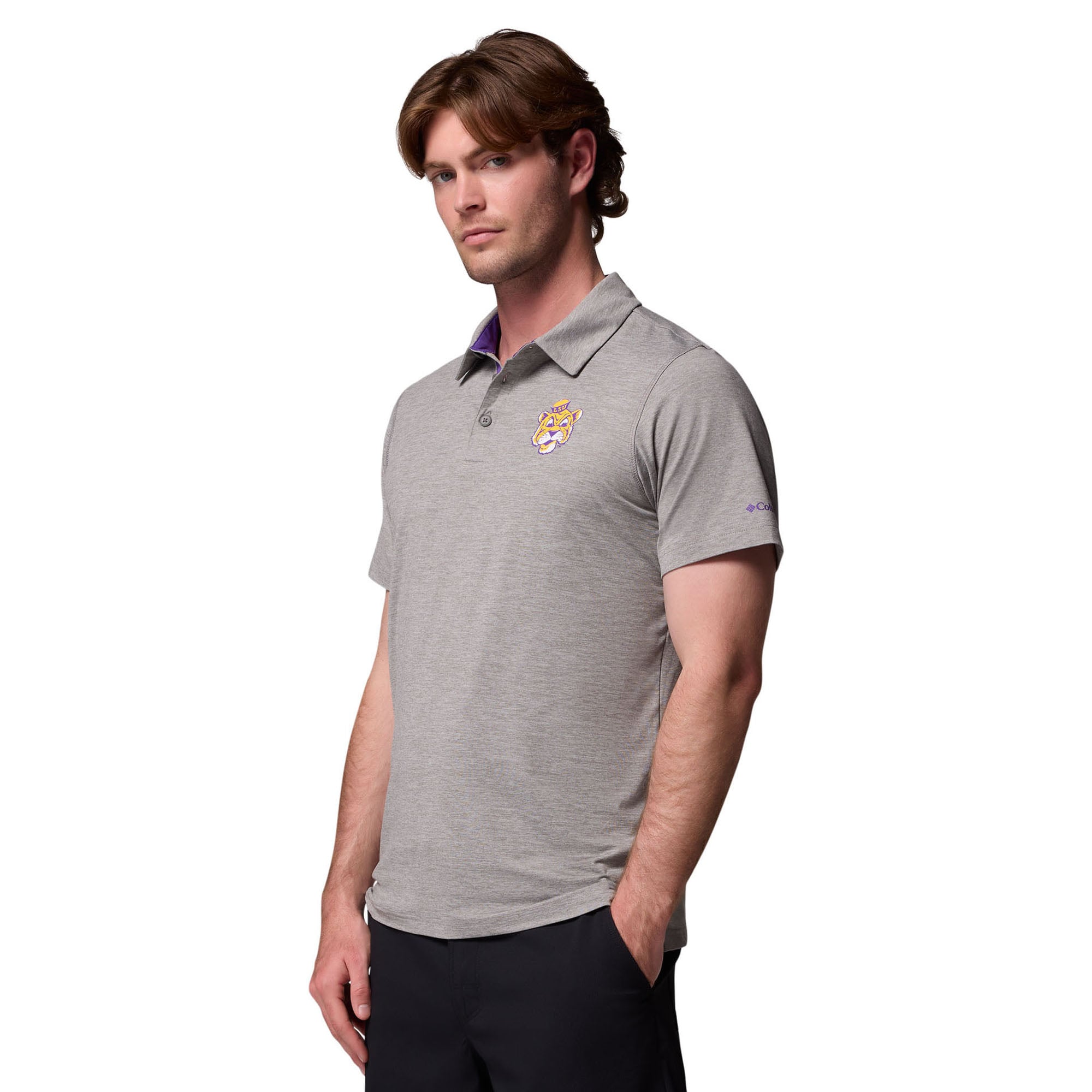 Polo Columbia gris LSU Tigers Trail Omni-Shade pour homme
