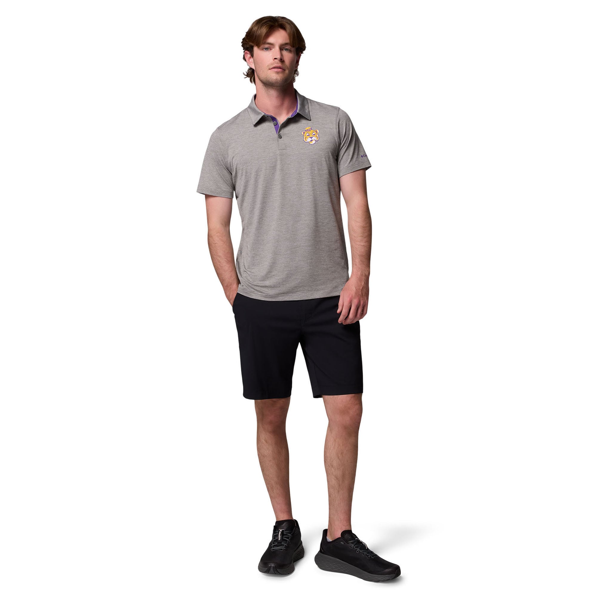 Polo Columbia gris LSU Tigers Trail Omni-Shade pour homme