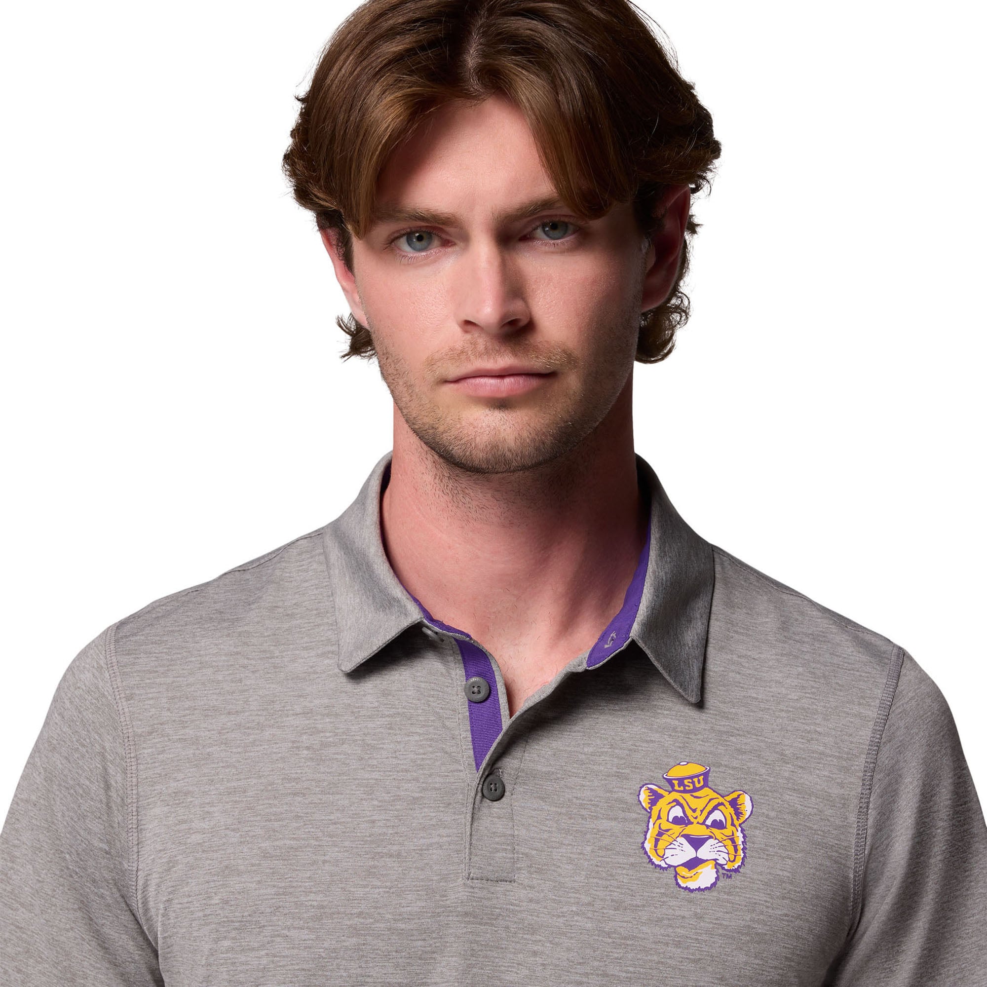 Polo Columbia gris LSU Tigers Trail Omni-Shade pour homme