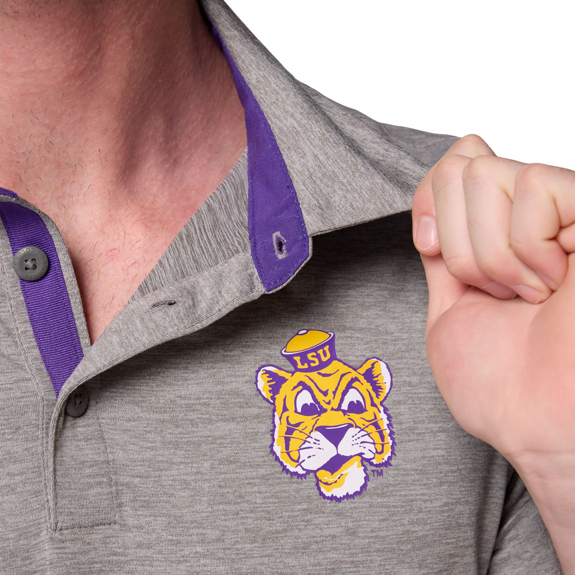 Polo Columbia gris LSU Tigers Trail Omni-Shade pour homme