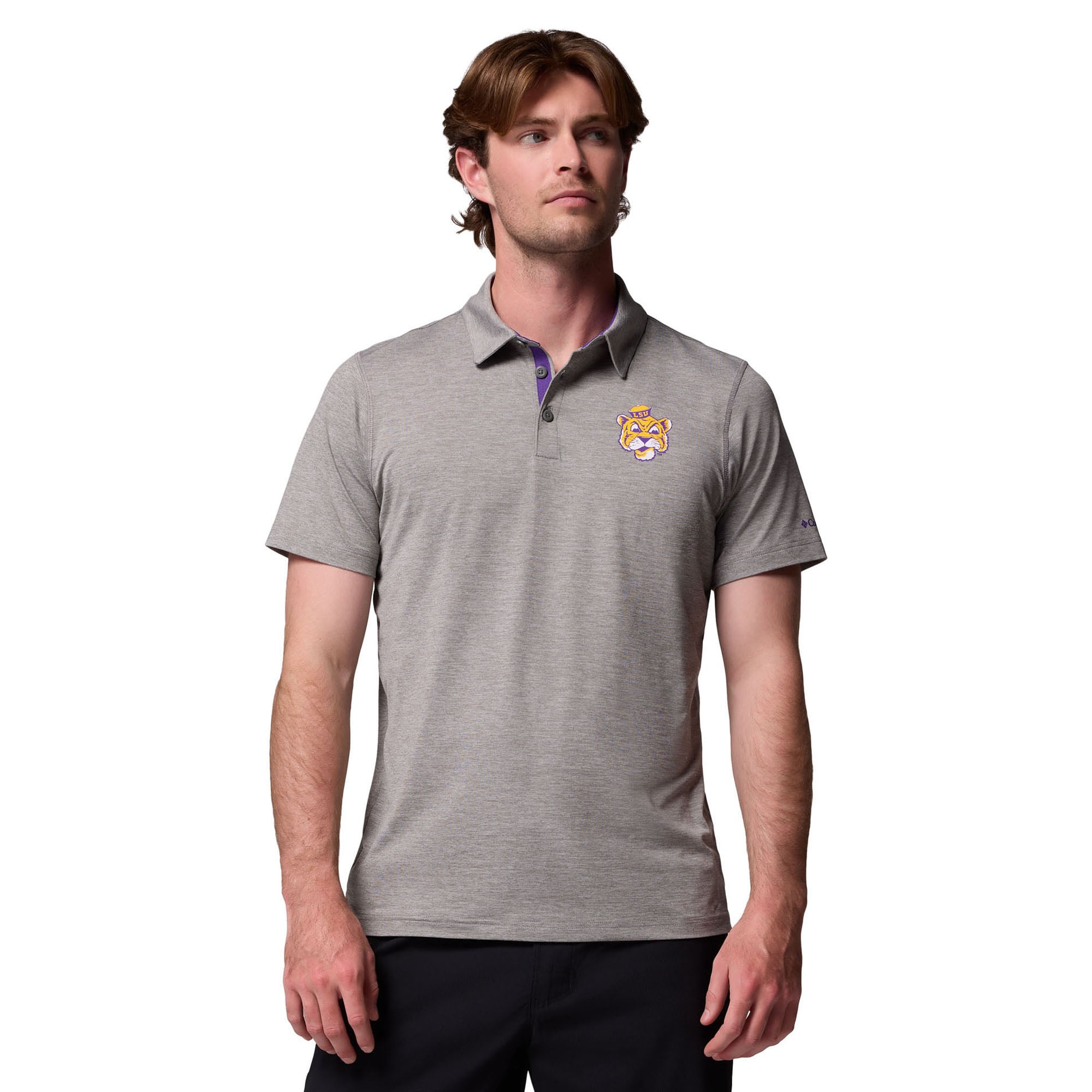 Polo Columbia gris LSU Tigers Trail Omni-Shade pour homme