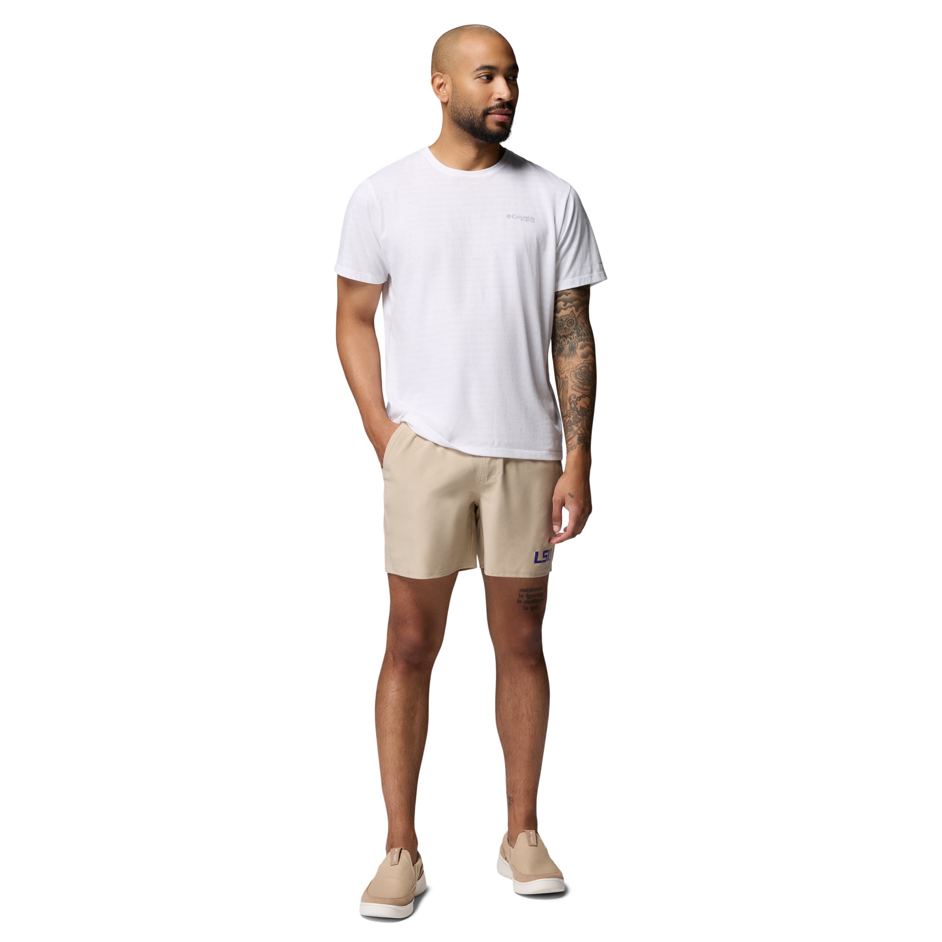 Men's Columbia  Natural LSU Tigers PFG Terminal Roamer™ Omni-Shade™ Stretch Shorts