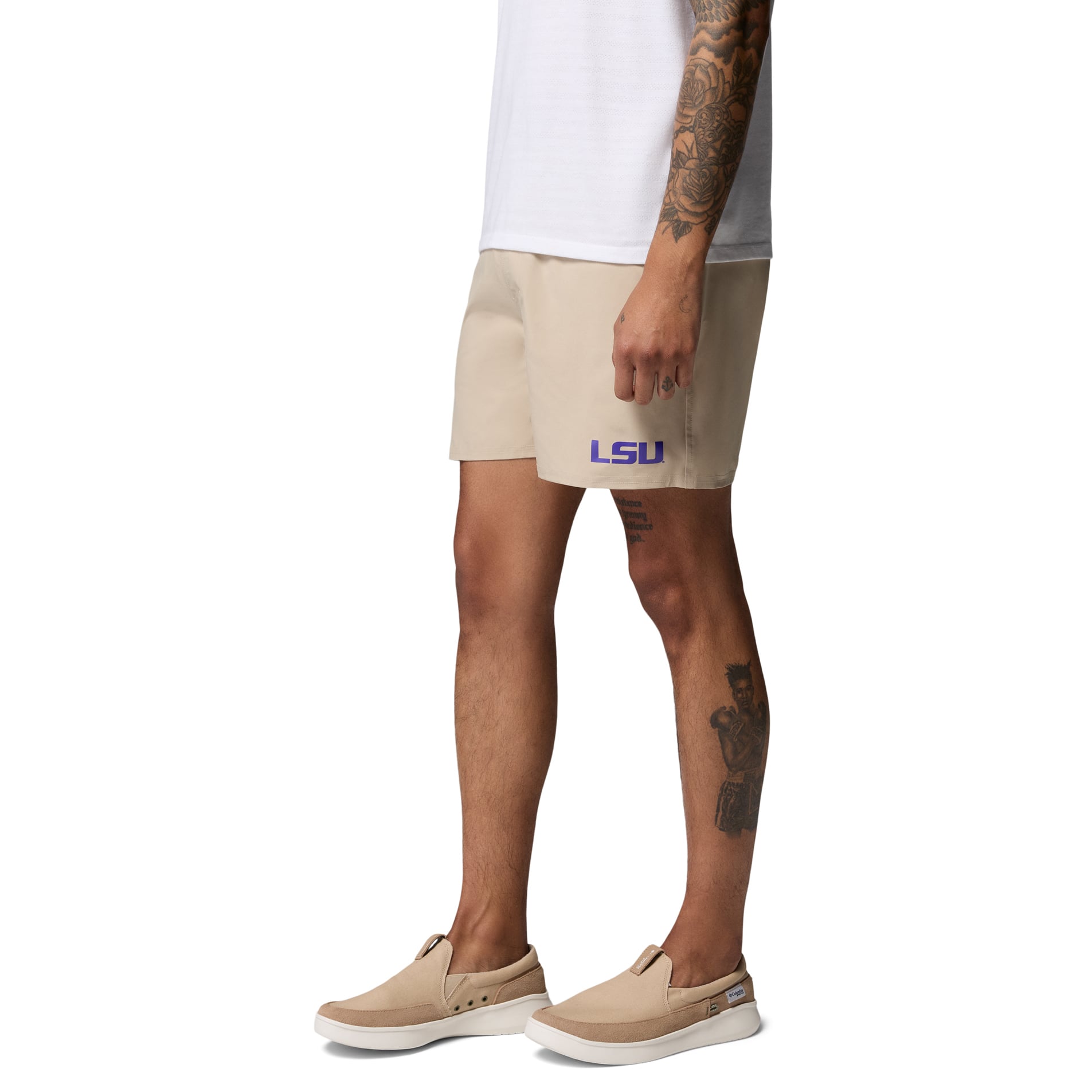 Men's Columbia  Natural LSU Tigers PFG Terminal Roamer™ Omni-Shade™ Stretch Shorts