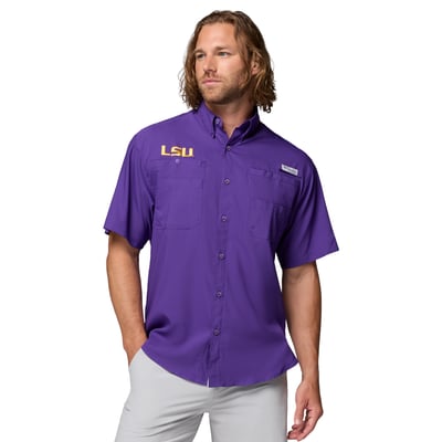 LSU Tigers Columbia PFG Tamiami Shirt - Purple