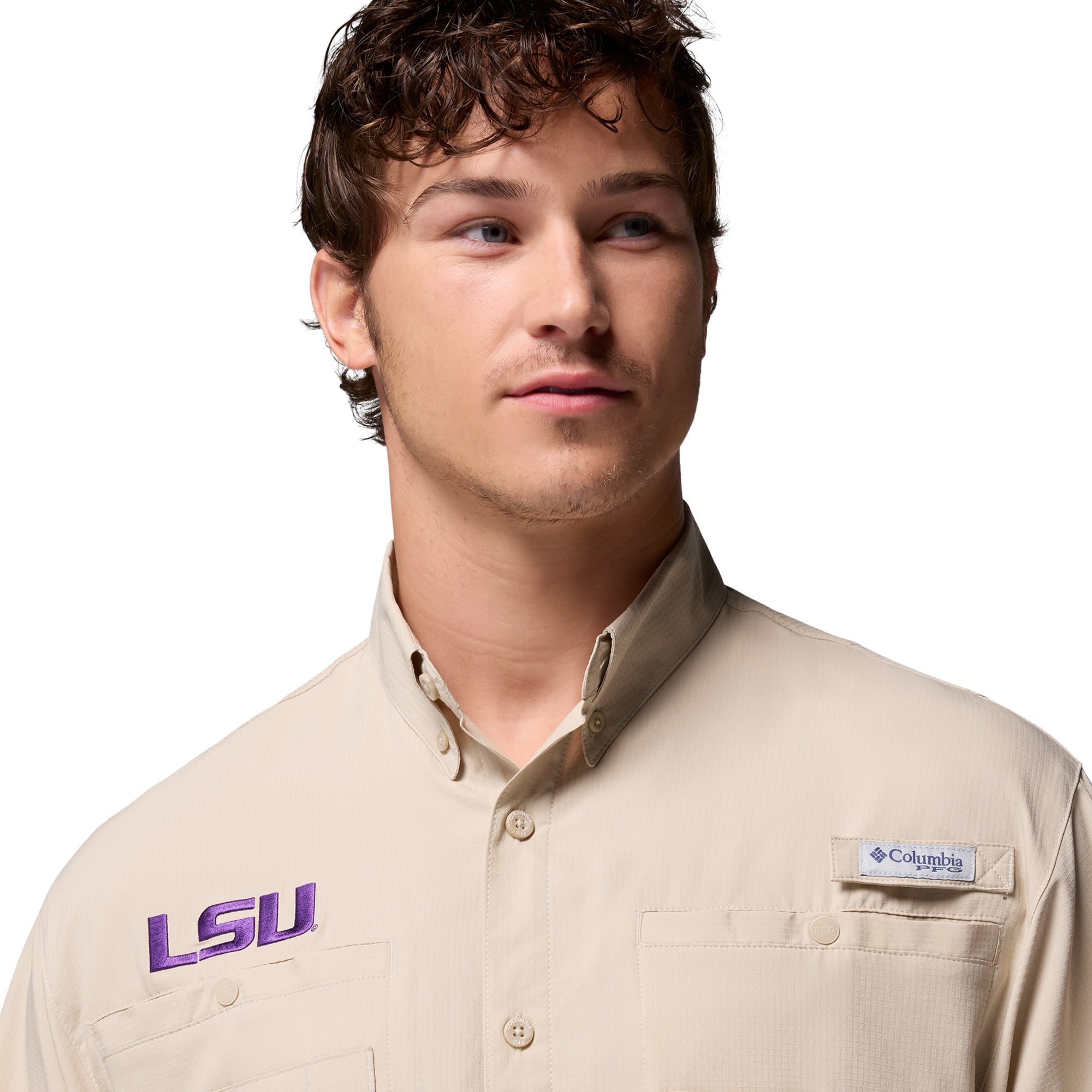 Chemise boutonnée Columbia Tan LSU Tigers Tamiami Omni-Shade pour homme