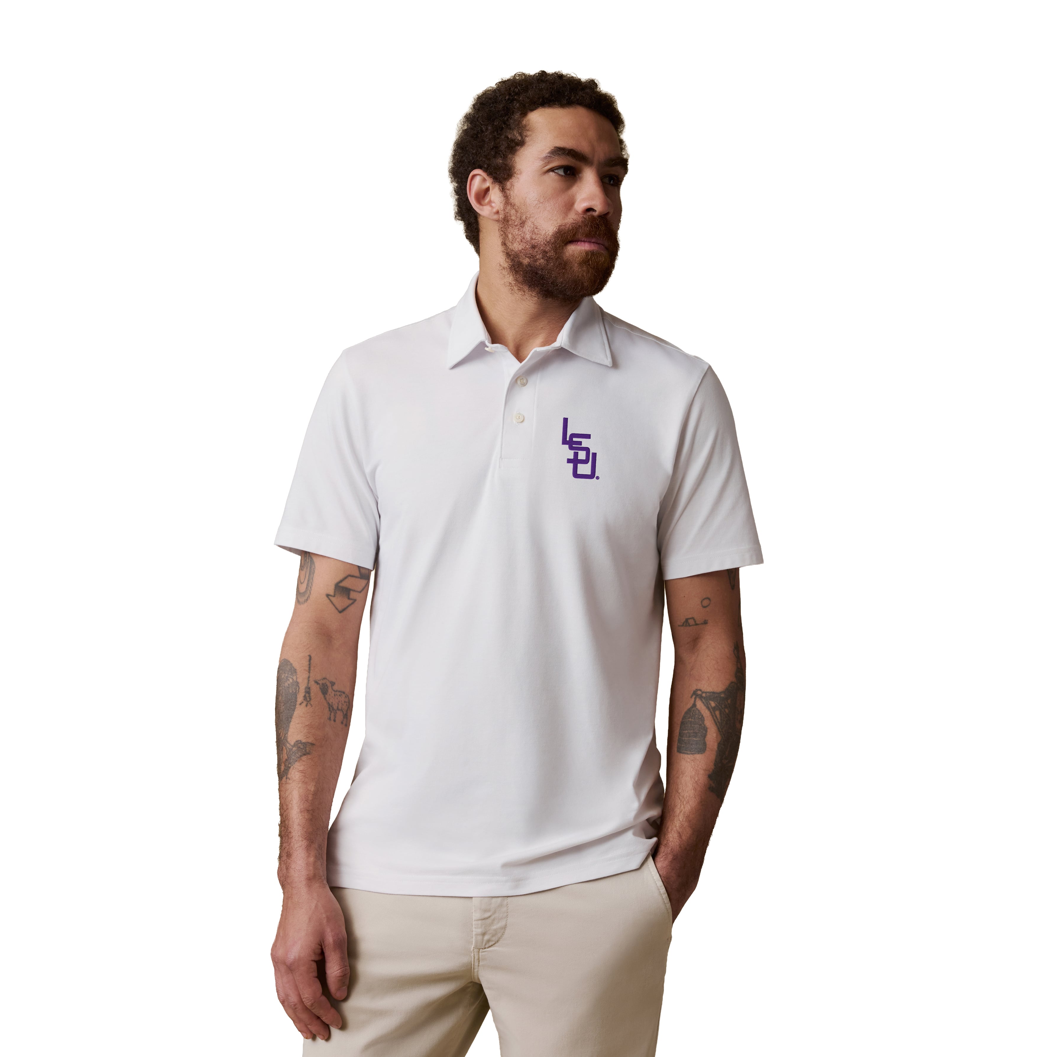 Polo FAHERTY blanc pour homme, modèle LSU Tigers Movement