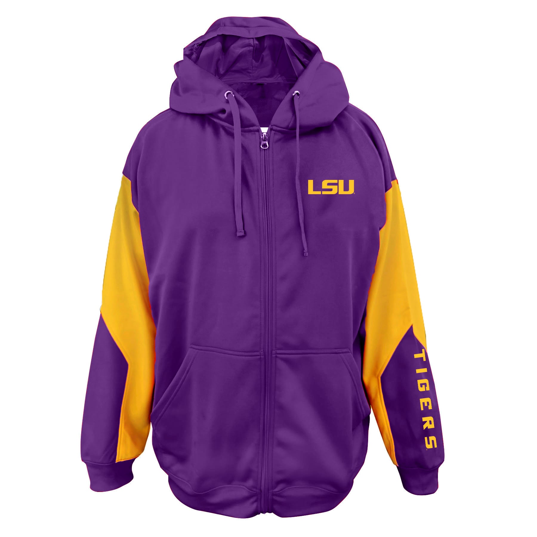 Sweat à capuche zippé Fanatics violet LSU Tigers pour homme, grandes tailles, manches courtes.