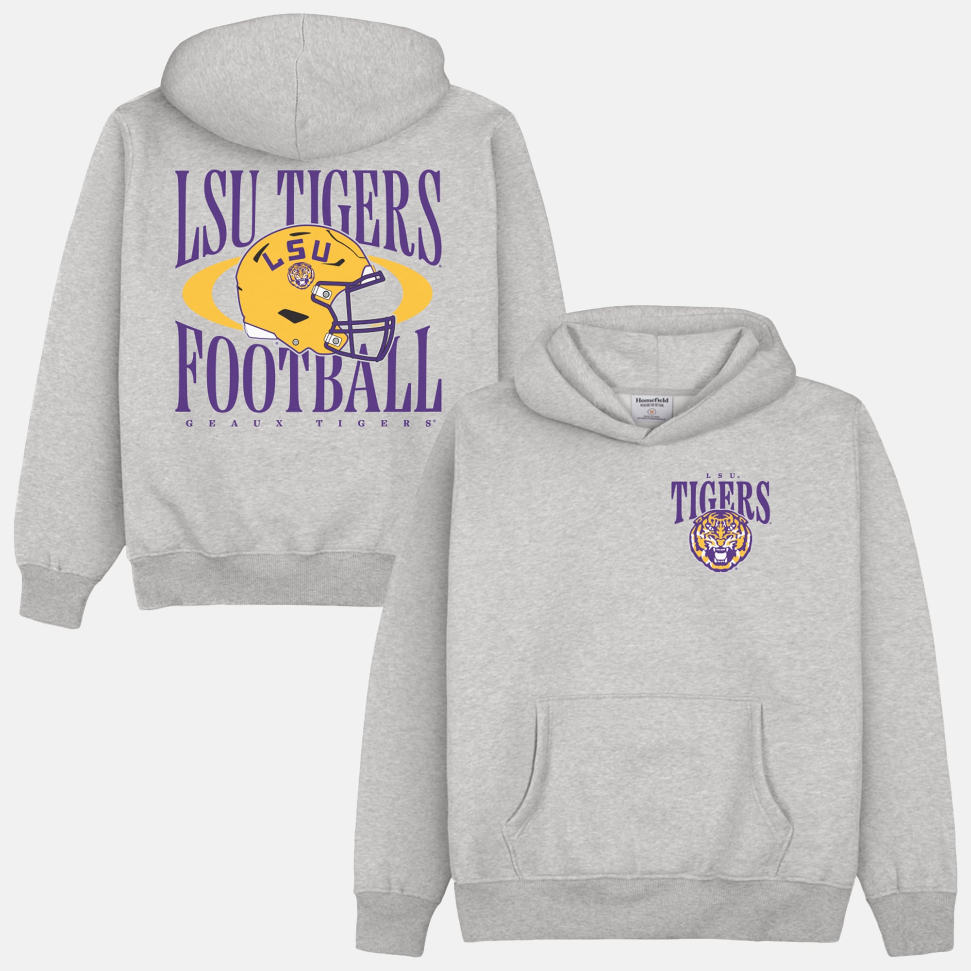 Sweat à capuche épais gris Homefield pour homme, modèle LSU Tigers Football.