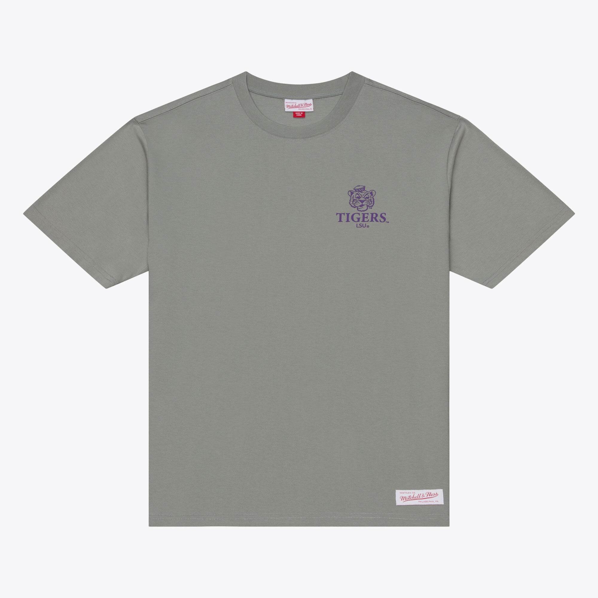T-shirt Mitchell & Ness gris pour homme, modèle Core Icon des LSU Tigers