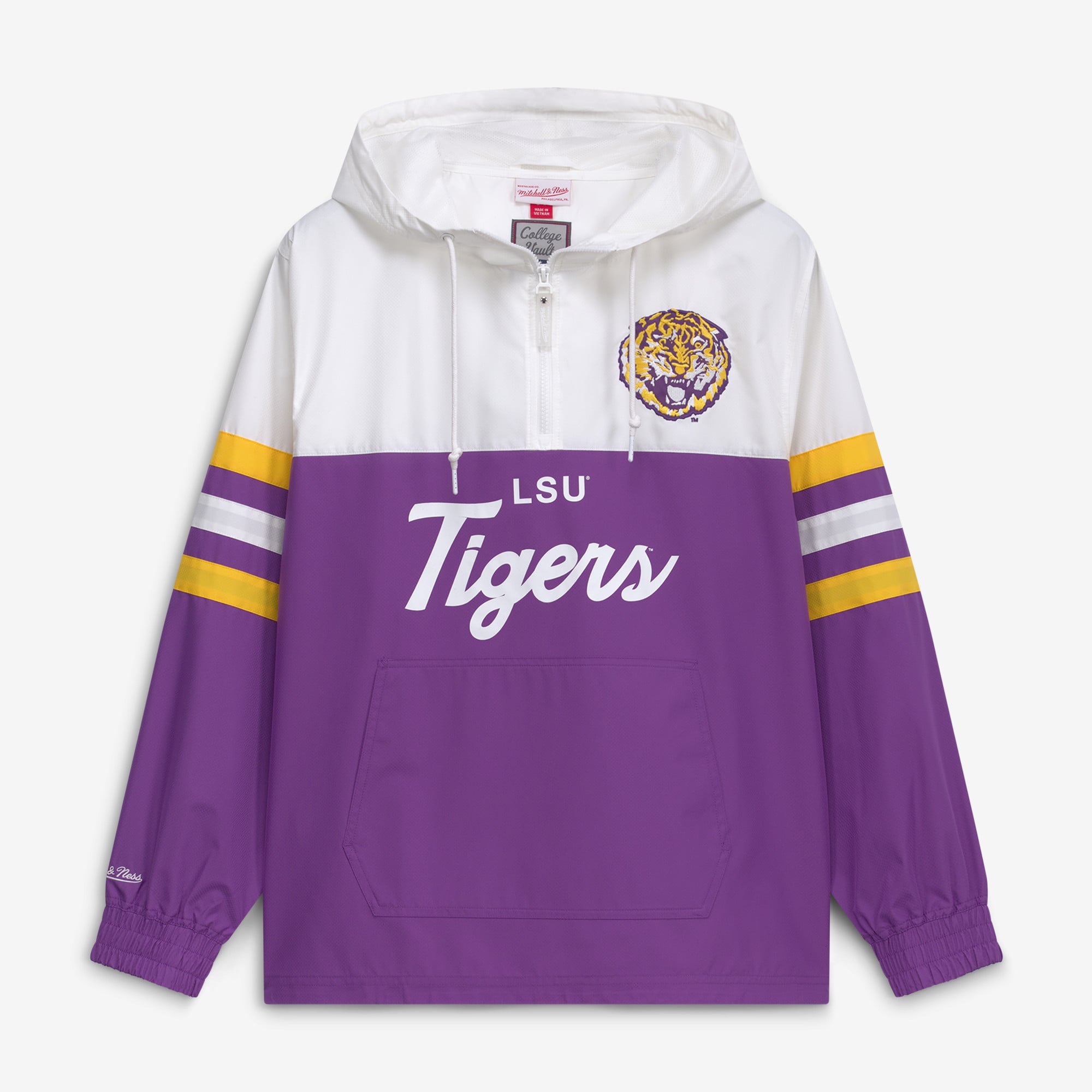 Men's Mitchell & Ness Purple LSU Tigers Head Coach Lightweight Anorak Half-Zip Windbreaker