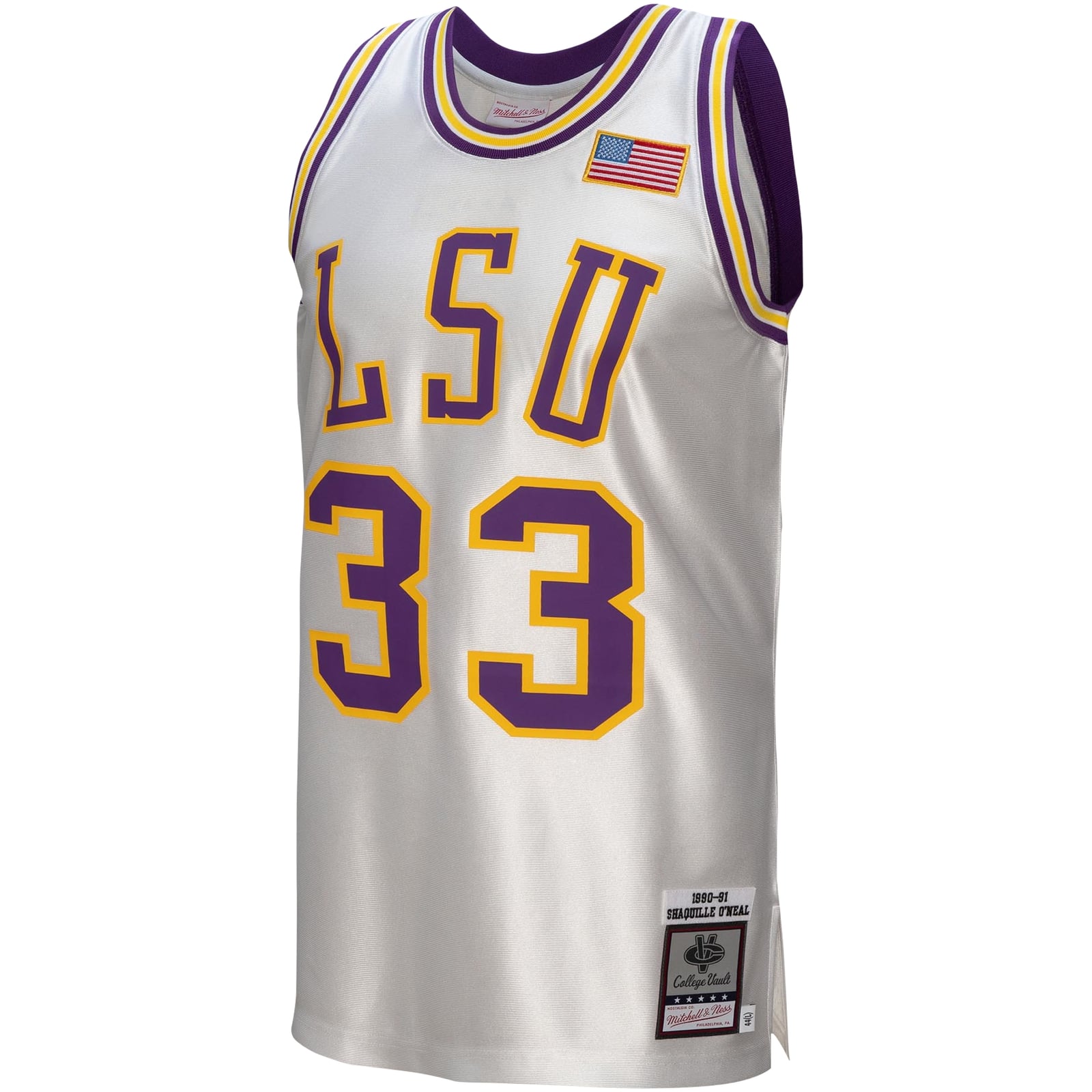 Men's Mitchell & Ness Shaquille O'Neal White LSU Tigers College Vault ...