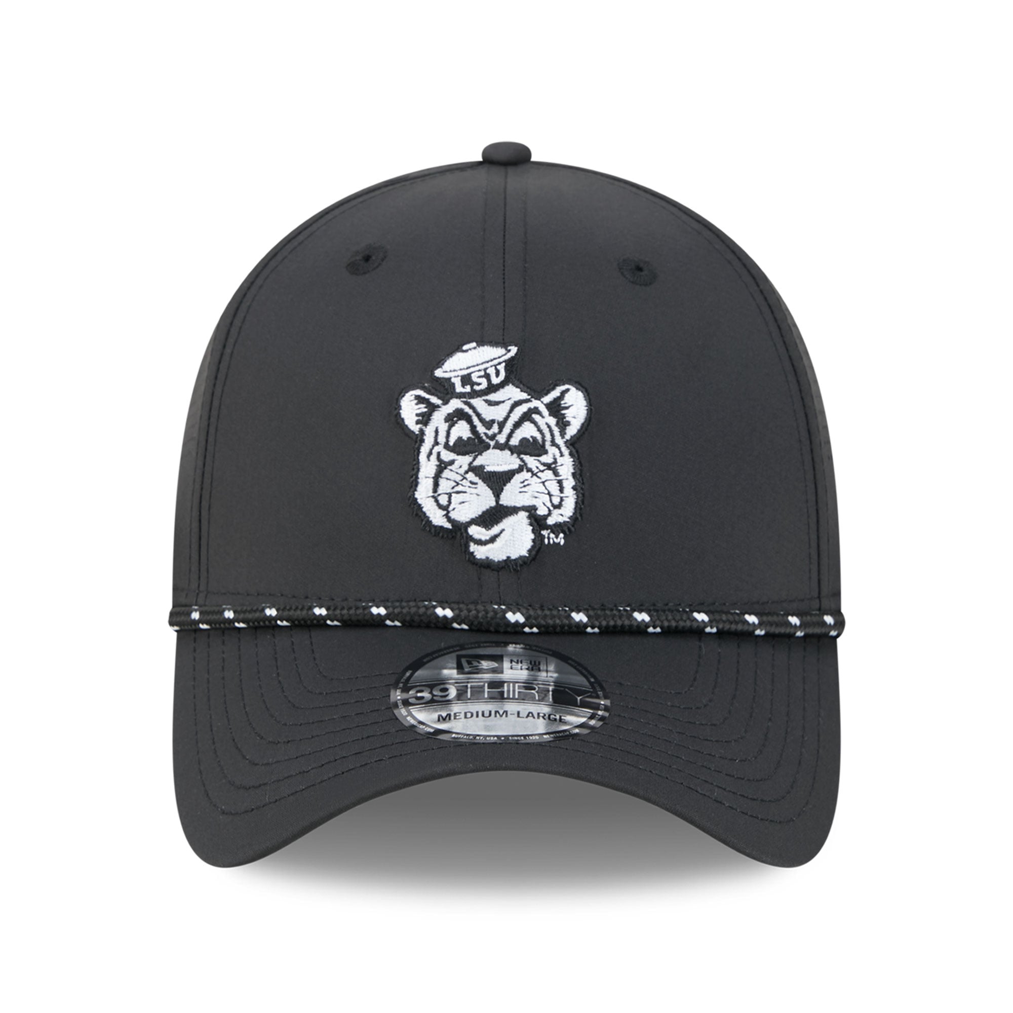 Casquette extensible New Era noire pour homme LSU Tigers Vault Inline Performance Rope 39THIRTY
